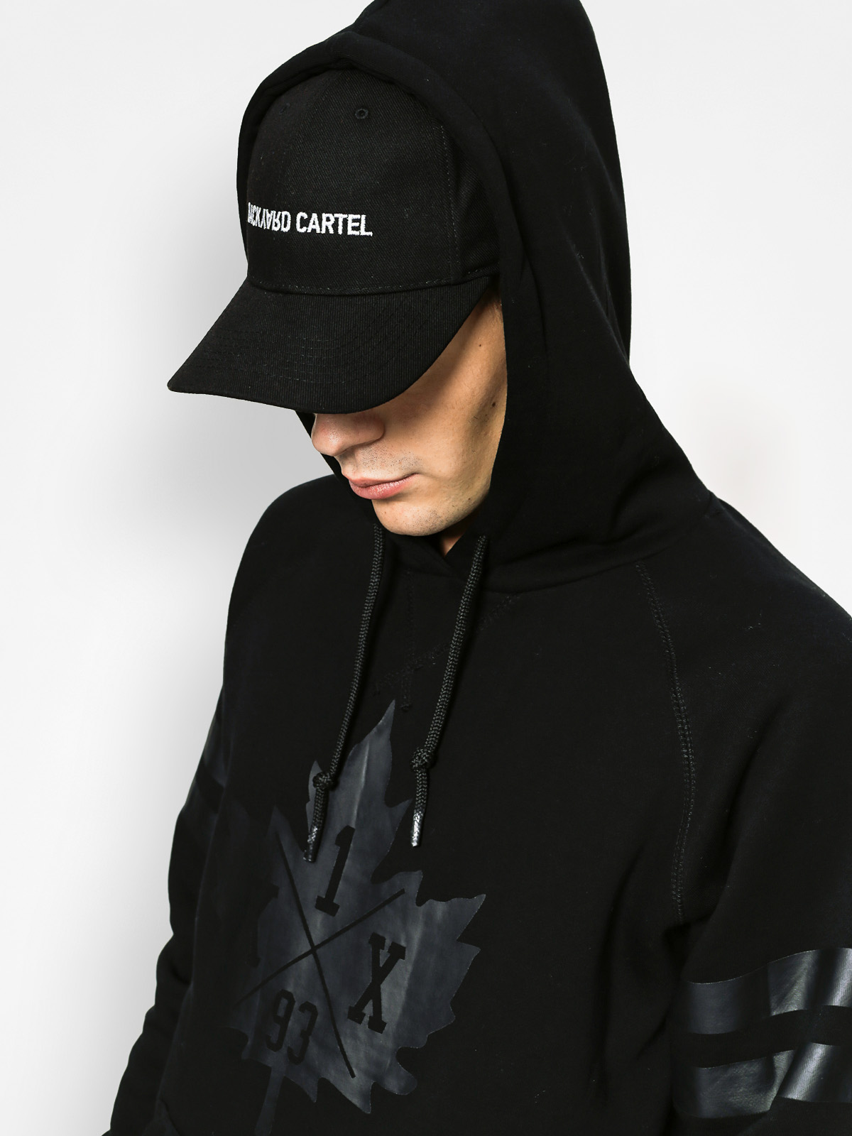 K1x Mikina s kapucí Leaf Crest HD (black/black)