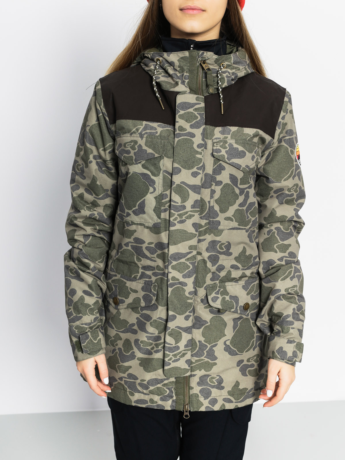 Dámská Snowboardová bunda Burton Fremont (petal camo/brn lthr)