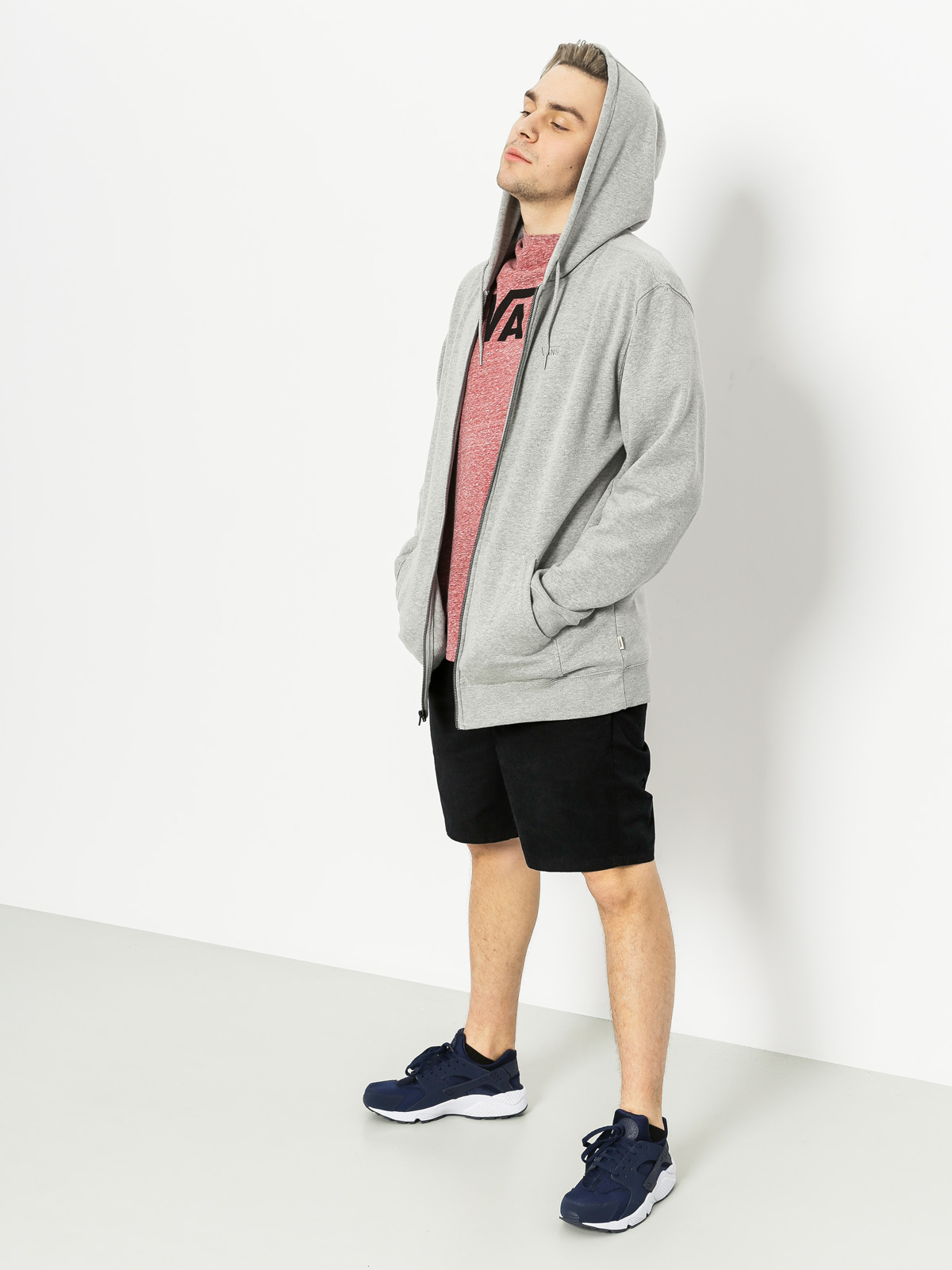 Mikina s kapucí Vans Core Basic ZHD (cement heather)