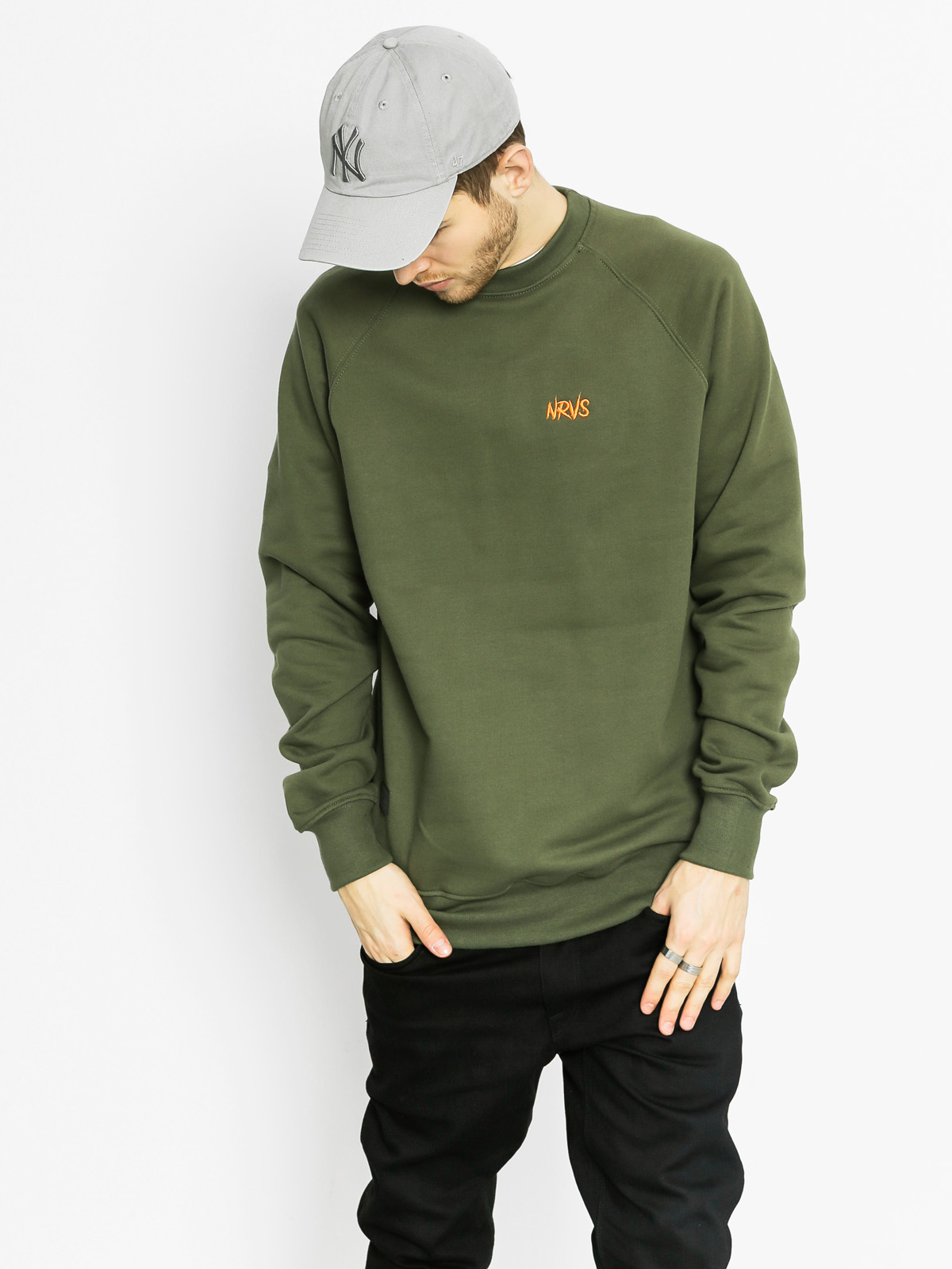 Mikina Nervous Scrawl Sm Crew (olive)