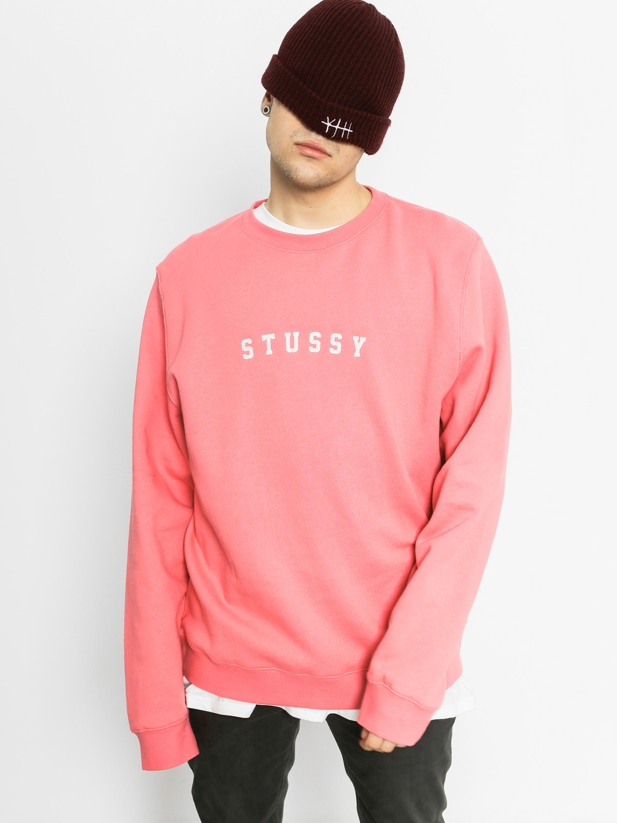Mikina Stussy Felt App (dark pink)