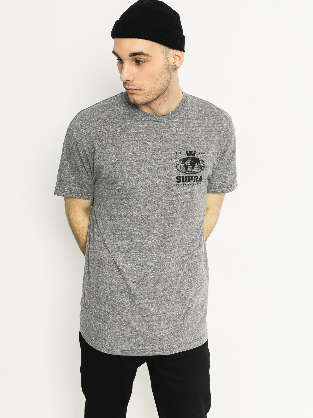 Tričko Supra Worldwide Reg (grey heather)