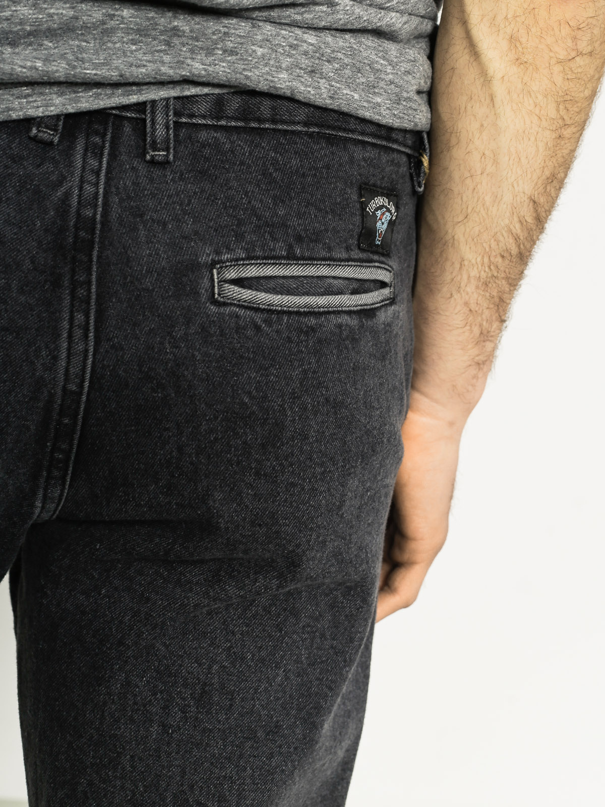 Kalhoty Turbokolor Trainer Chinos (black denim washed)