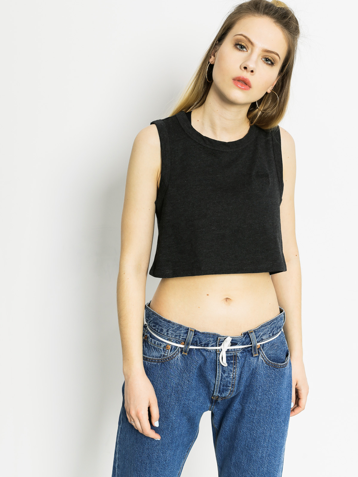 Tričko Stussy Rosecrans Tank Wmn (black heather)