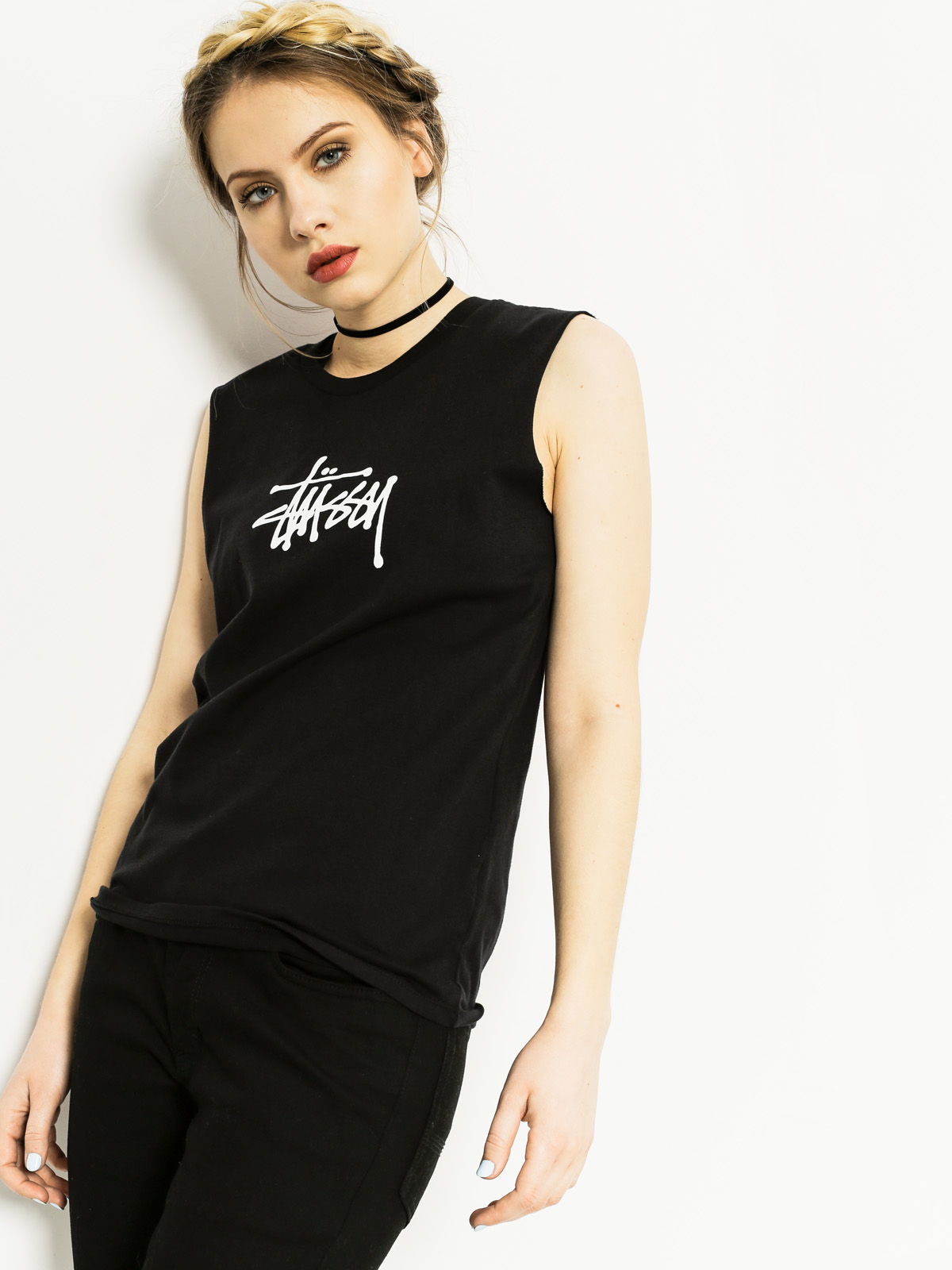 Tričko Stussy Basic Raw Edge Muscle Wmn (black)