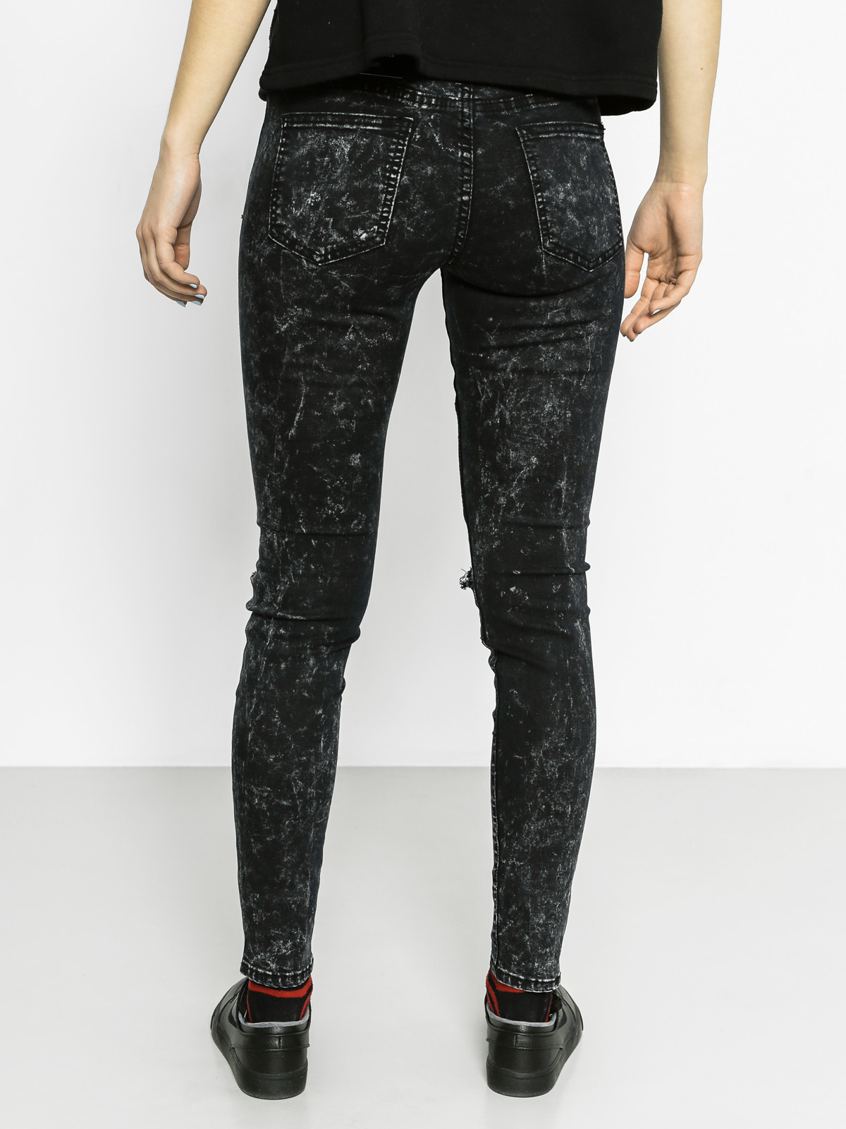 Kalhoty Sixth June Jean Biker Dystroy Wmn (black wash)