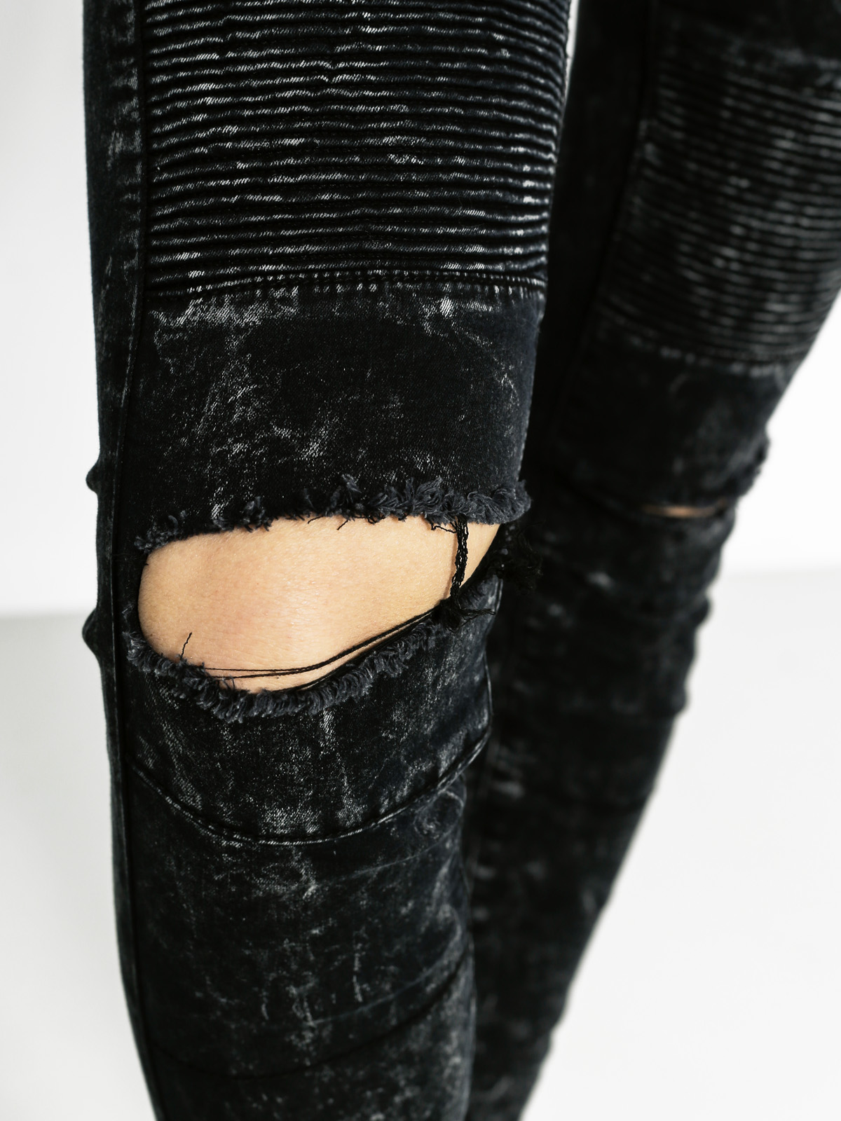 Kalhoty Sixth June Jean Biker Dystroy Wmn (black wash)