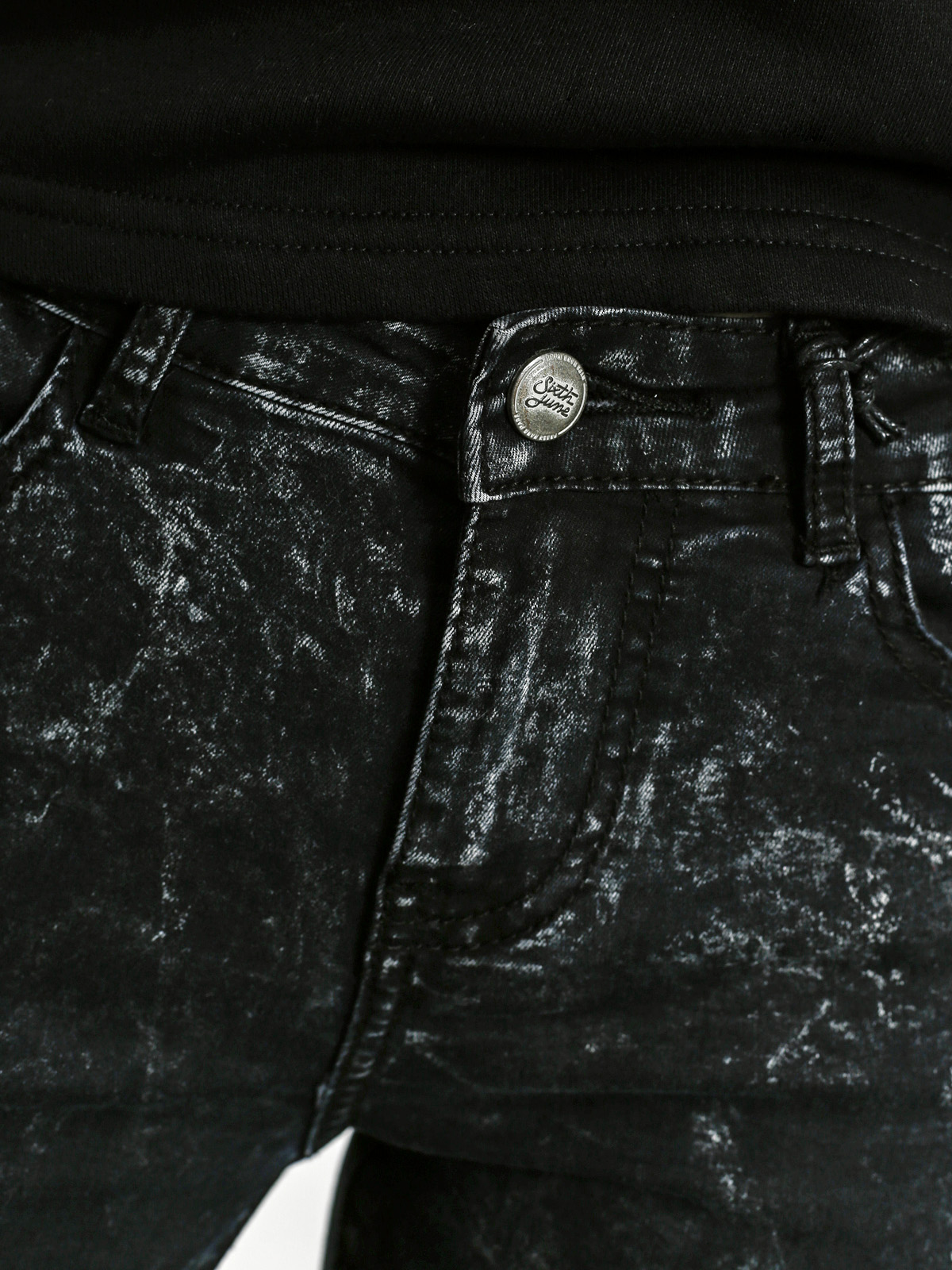 Kalhoty Sixth June Jean Biker Dystroy Wmn (black wash)