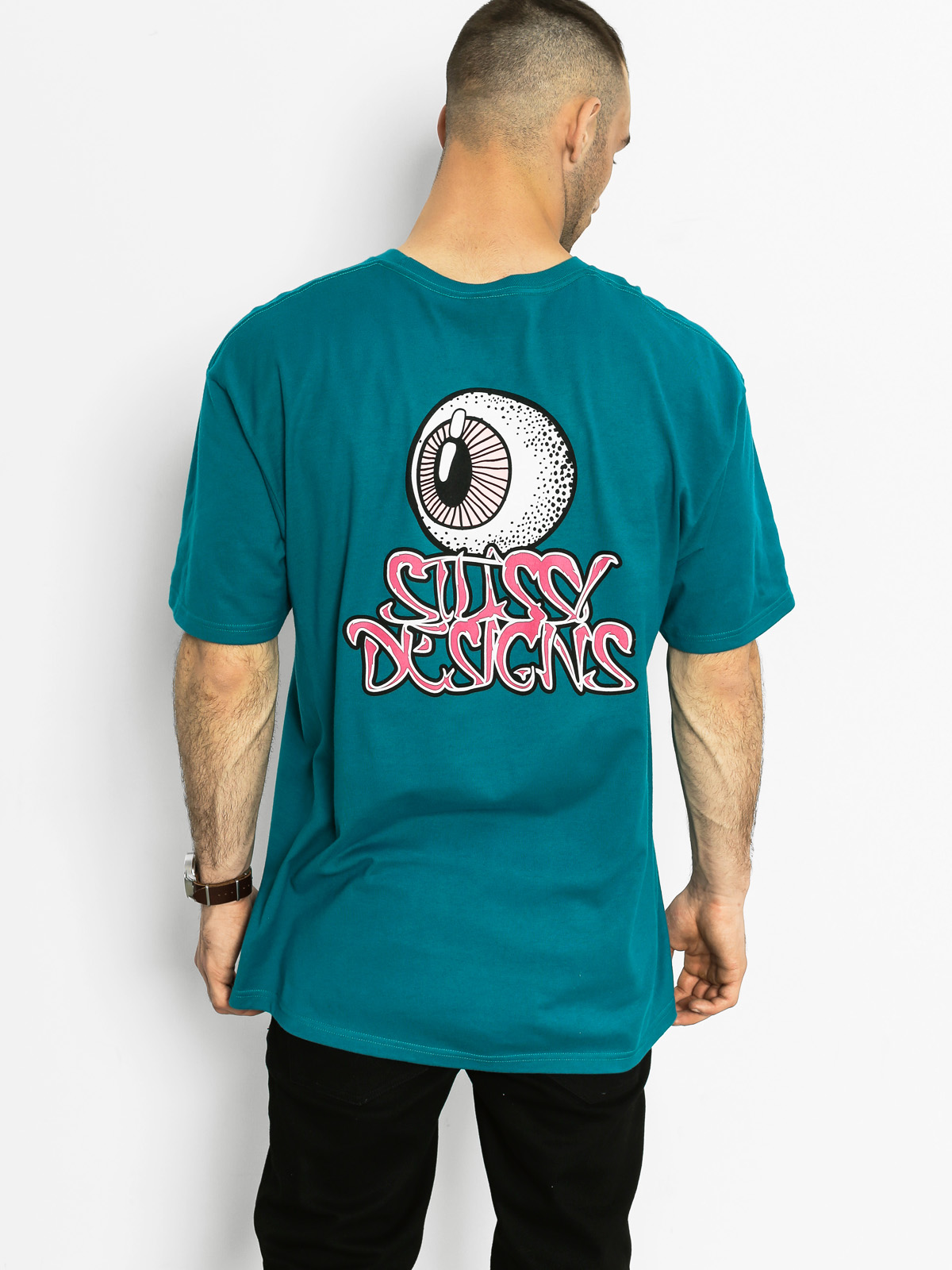 Stussy Tričko Eyeball (dark teal)
