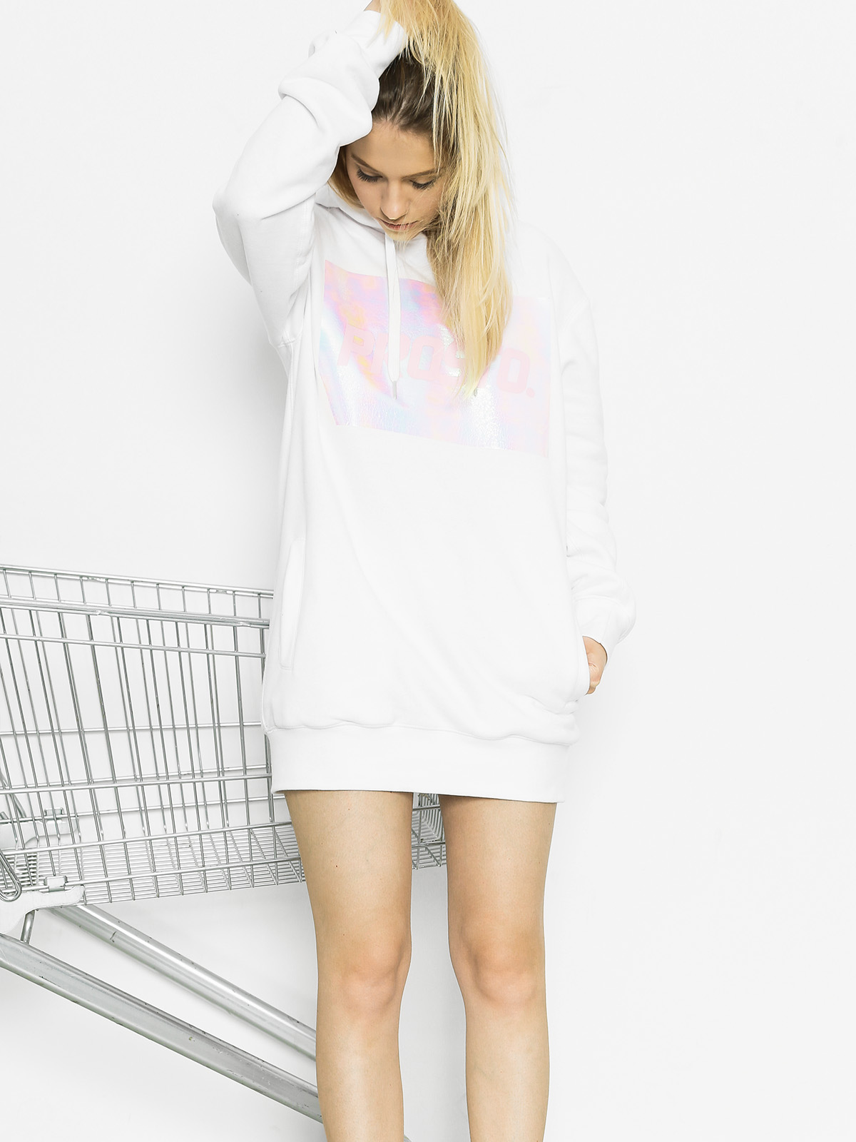 Prosto Mikina s kapucí Mirror HD (white)