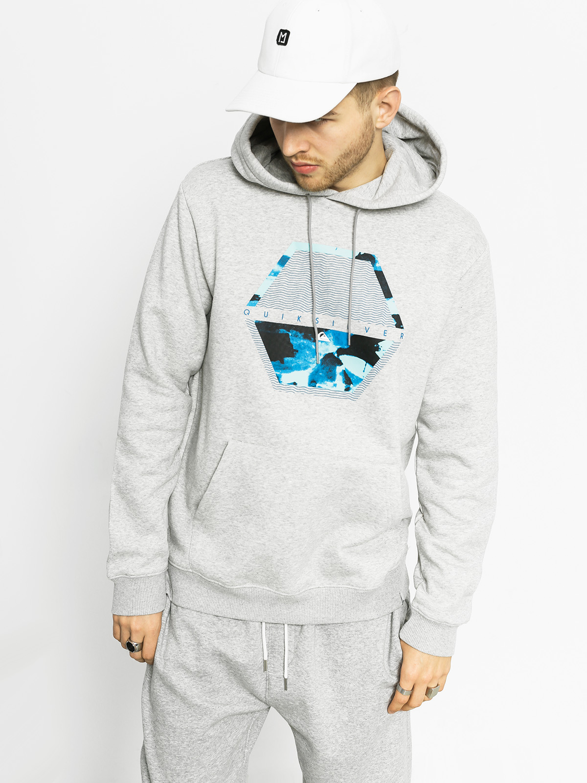 Quiksilver Mikina s kapucí Comfort Place HD (light grey heather)