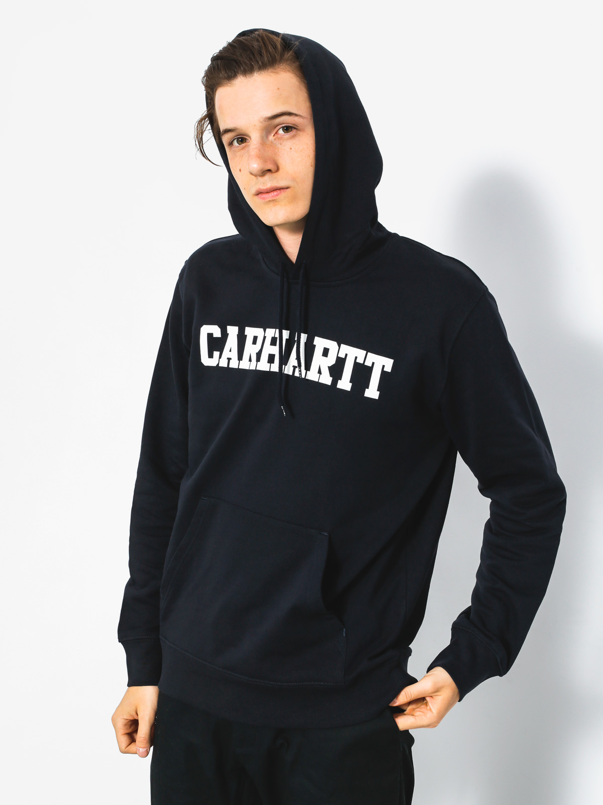Mikina s kapucí Carhartt College HD (dark navy/white)