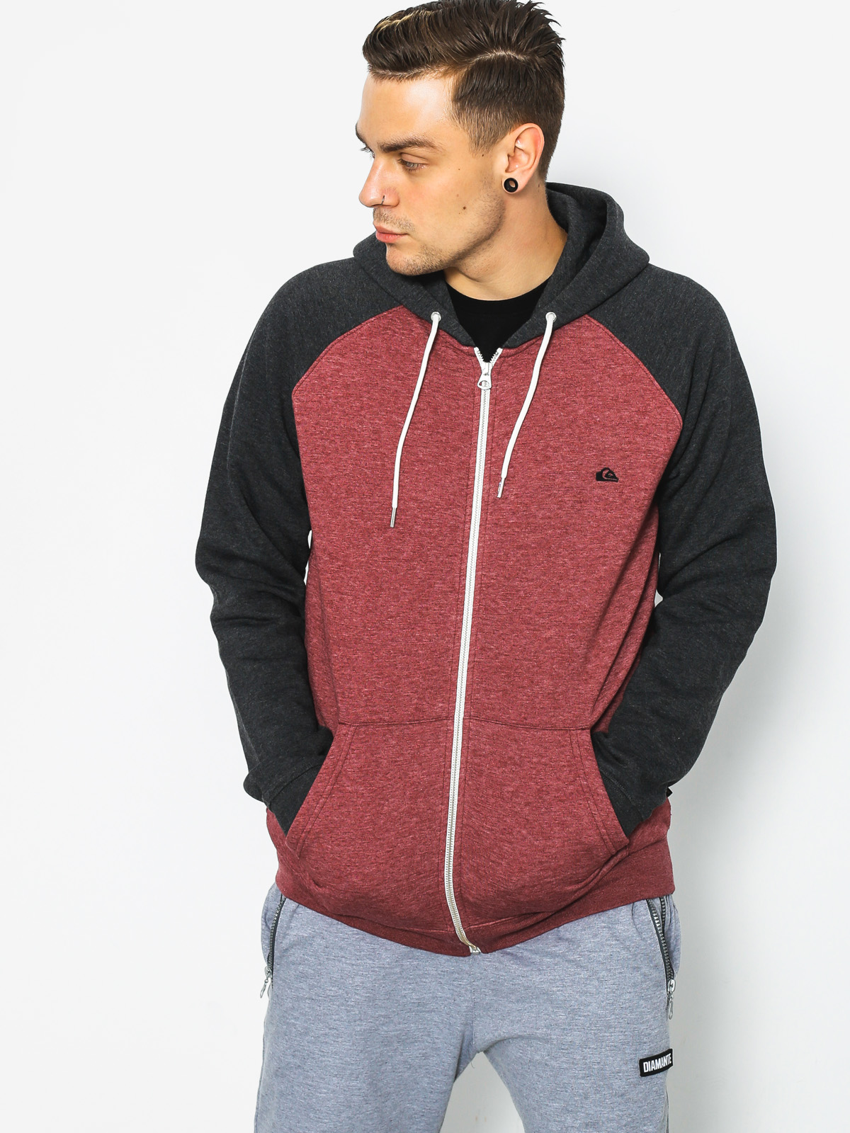 Mikina s kapucí Quiksilver Everyday ZHD (pomegrenate)