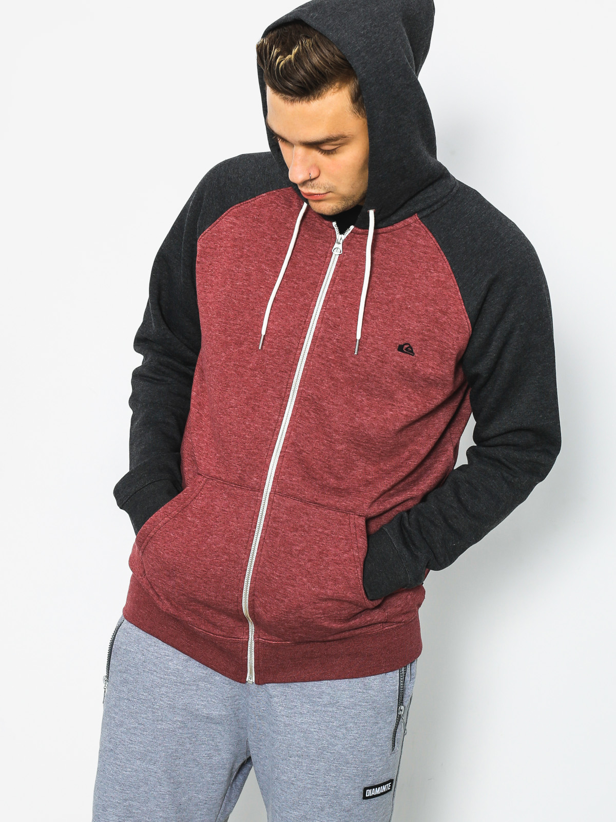 Mikina s kapucí Quiksilver Everyday ZHD (pomegrenate)