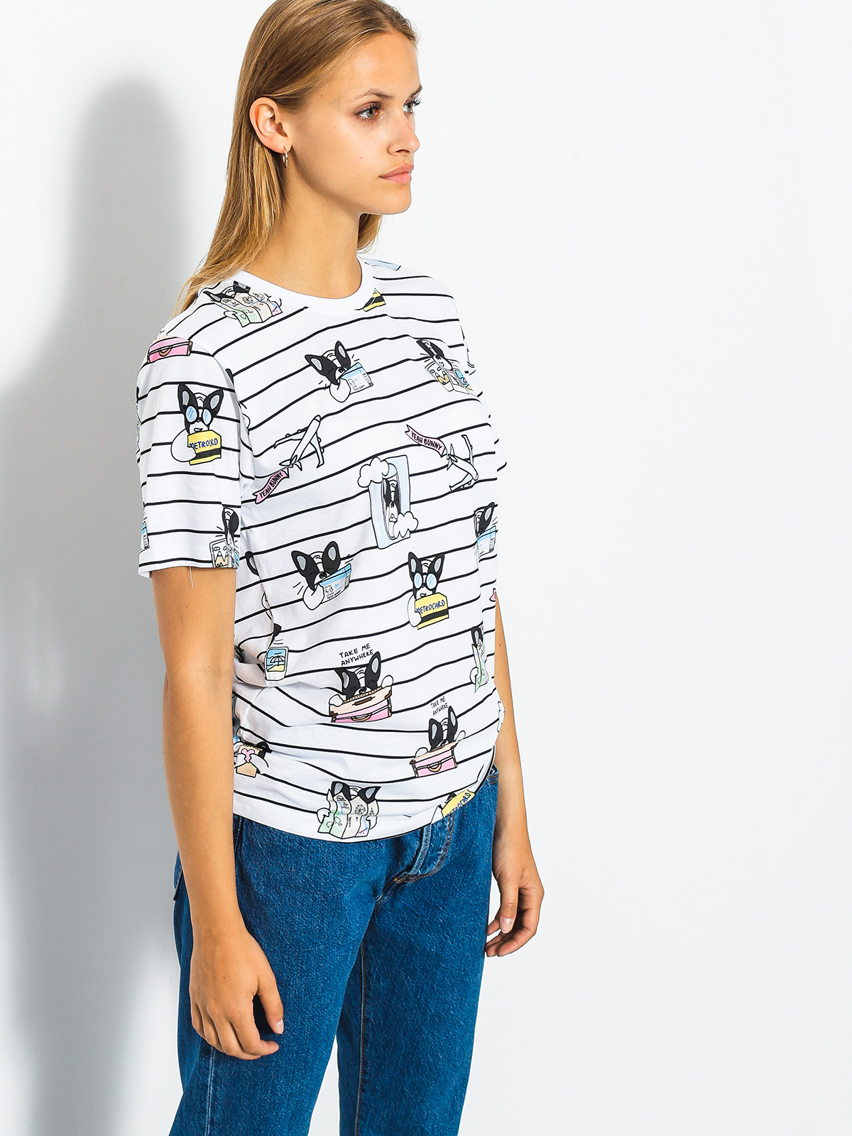 Tričko Yeah Bunny Dogs Stripes Wmn (white)