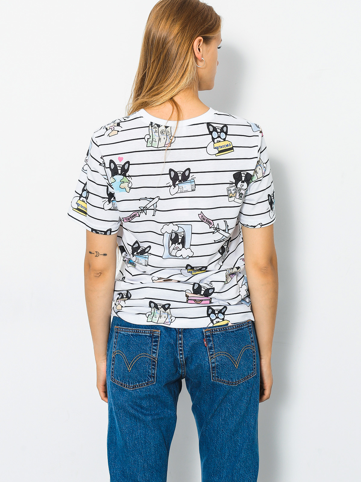 Tričko Yeah Bunny Dogs Stripes Wmn (white)