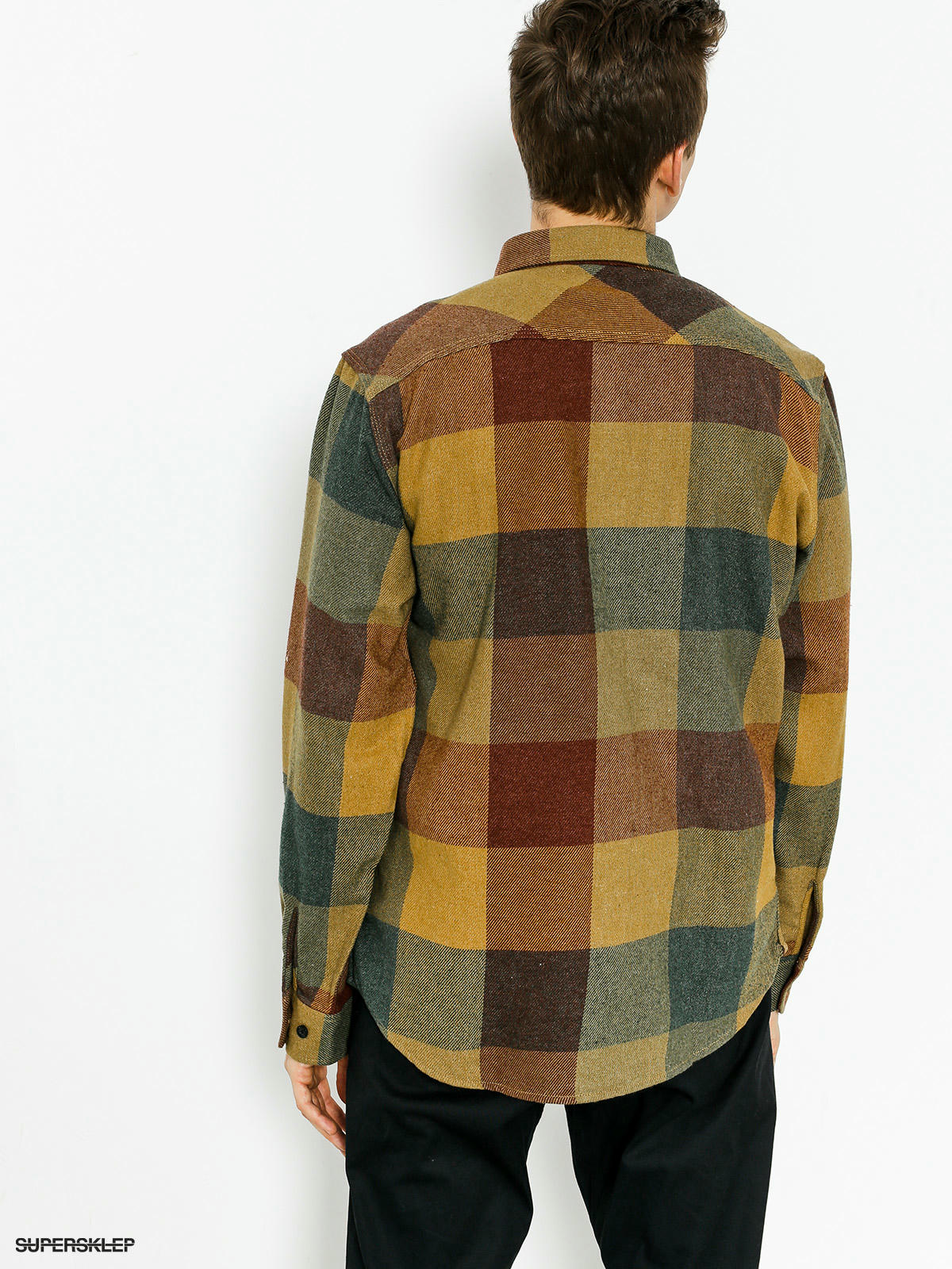 Brixton Bowery Flannel Rust & Copper Plaid Flannel Shirt