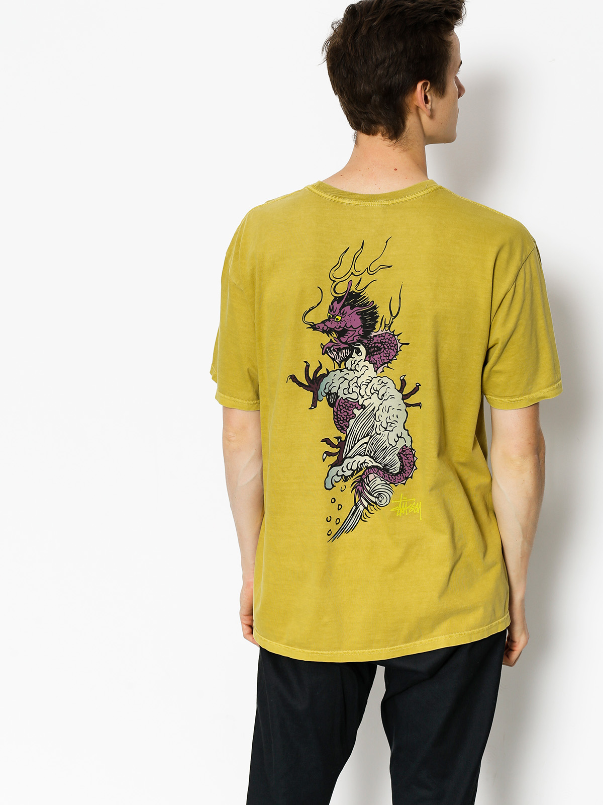 Tričko Stussy Wave Dragon Pig Dyed (mustard)