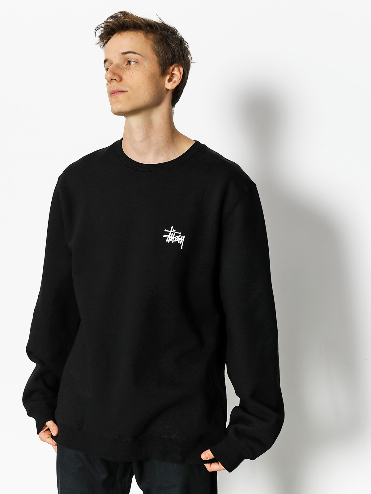 Mikina Stussy Basic Crew (black)