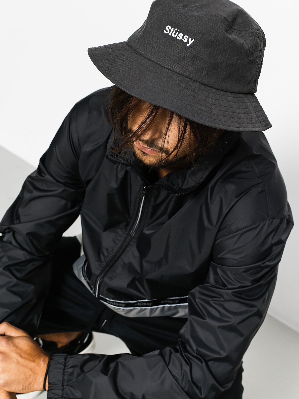 Bunda Stussy Nylon Warm Up Jacket (black)