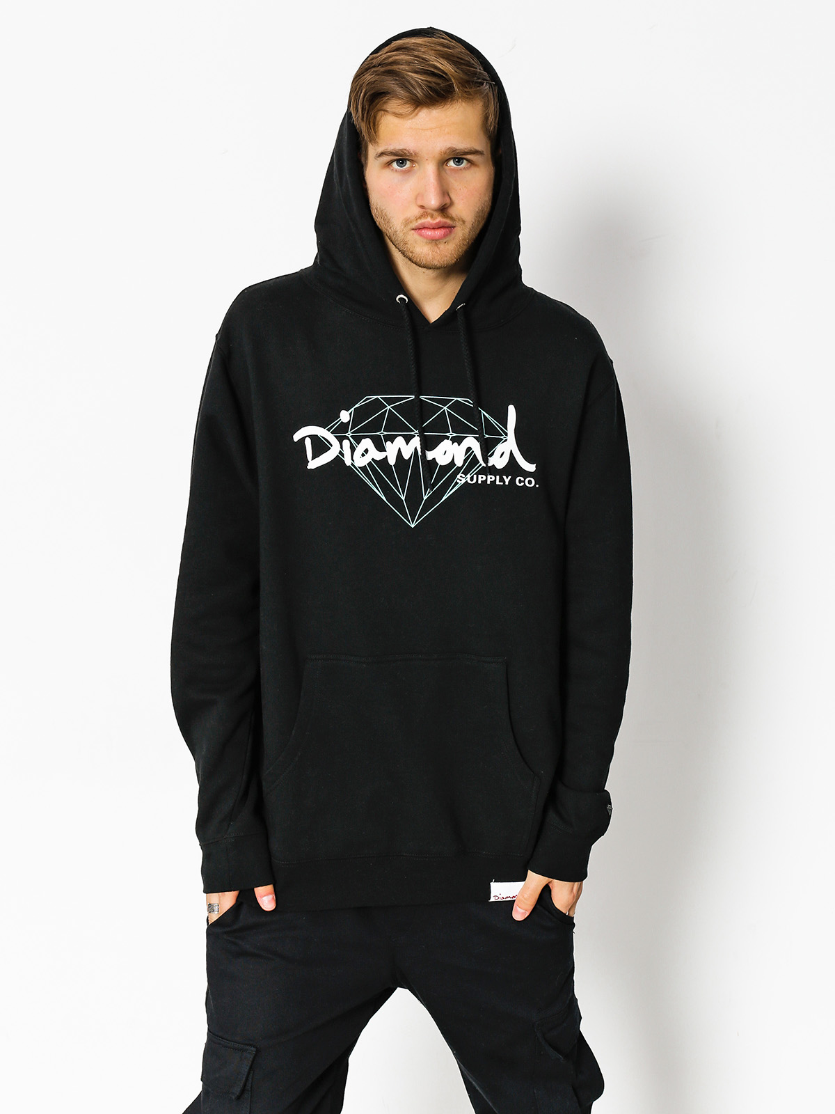 Mikina s kapucí Diamond Supply Co. Brilliant Script HD (black)