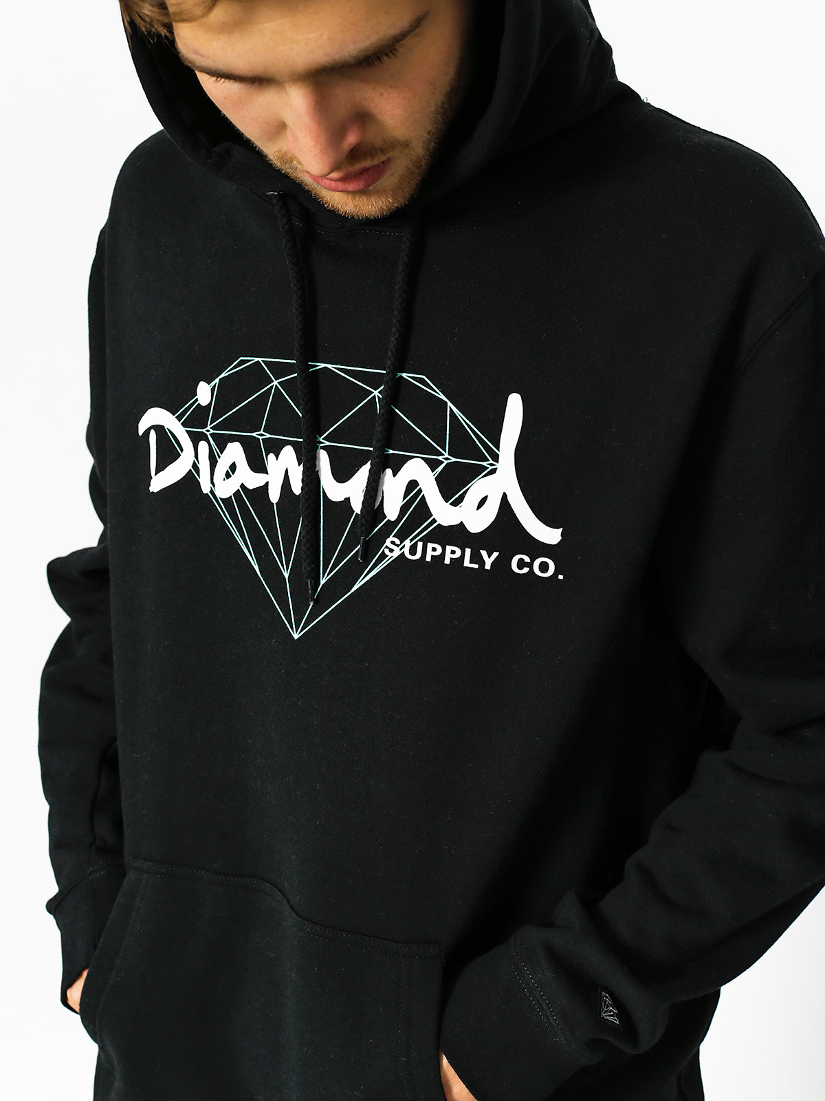 Mikina s kapucí Diamond Supply Co. Brilliant Script HD (black)