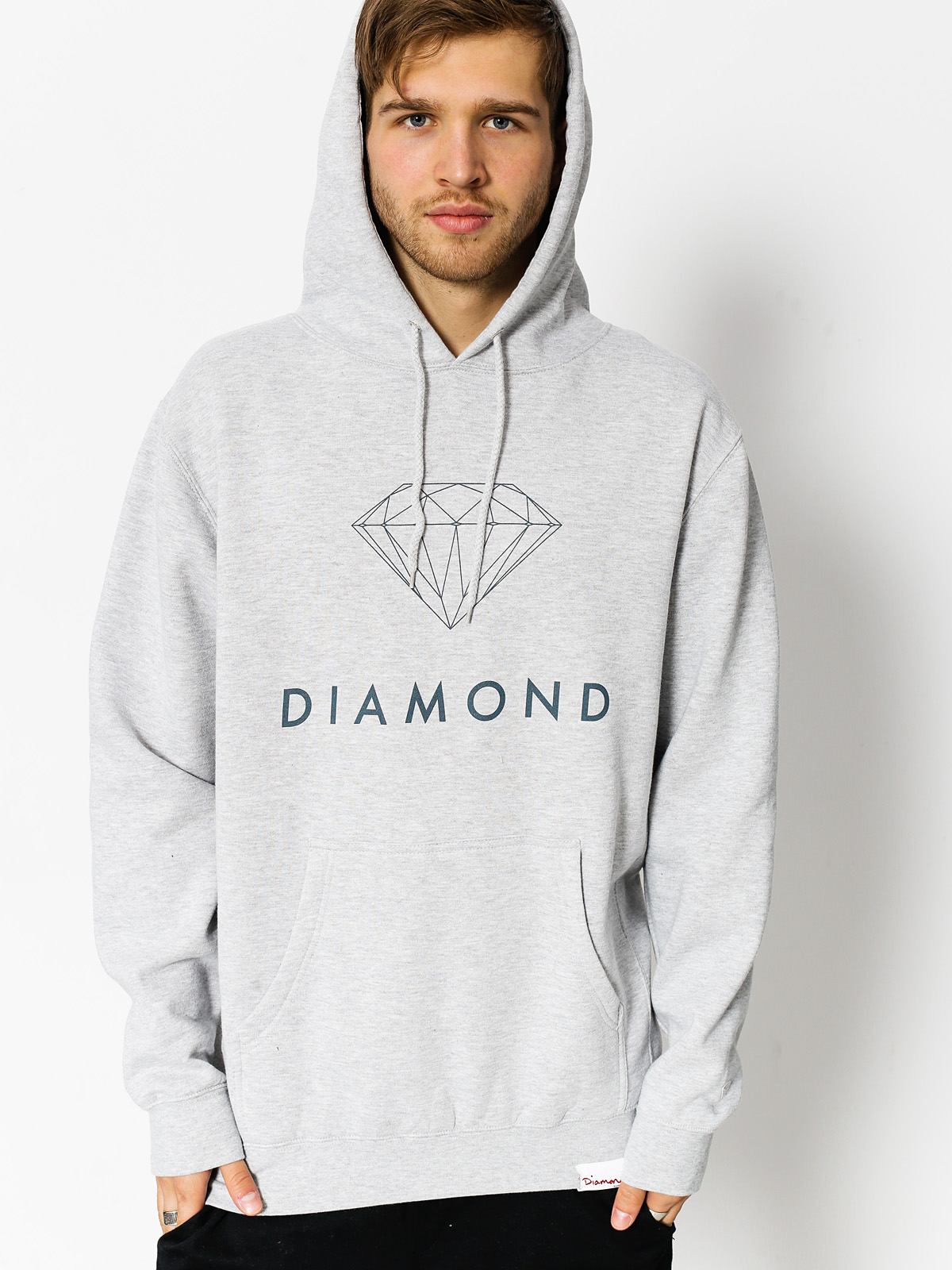 Mikina s kapucí Diamond Supply Co. Futura Sign HD (heather grey)