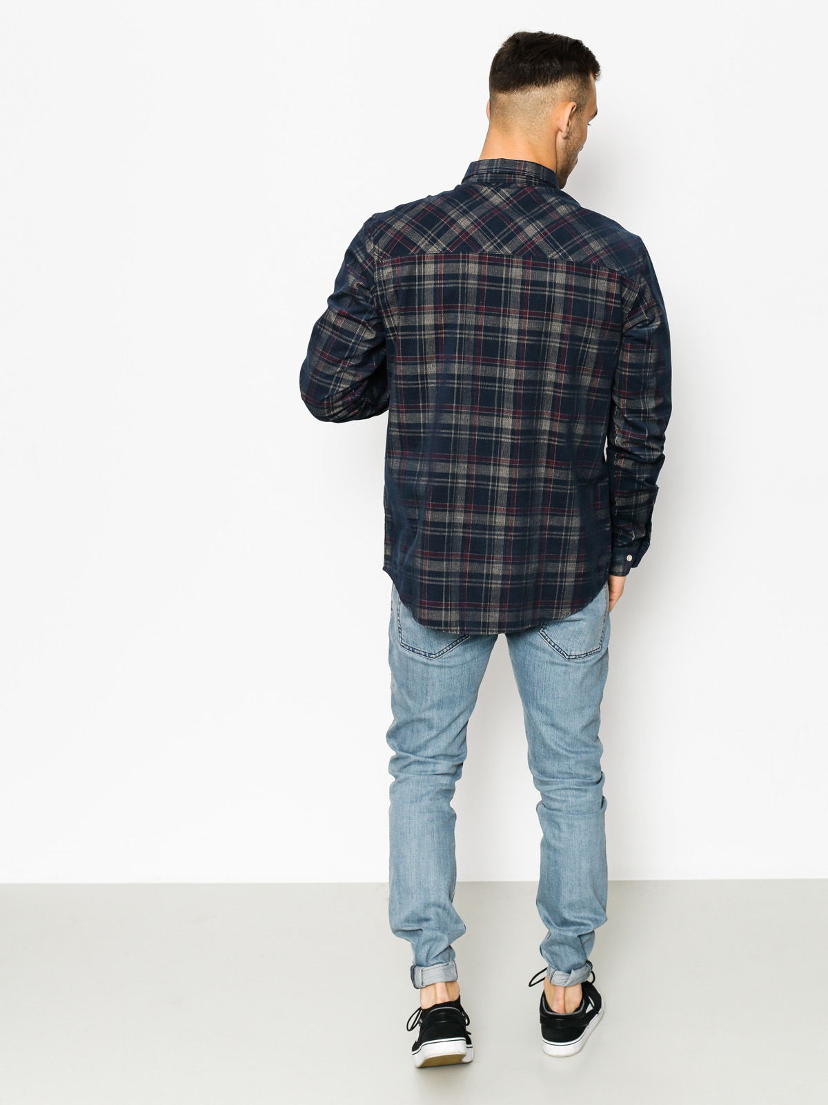 Iriedaily Košile Cord Checker Ls (navy red)