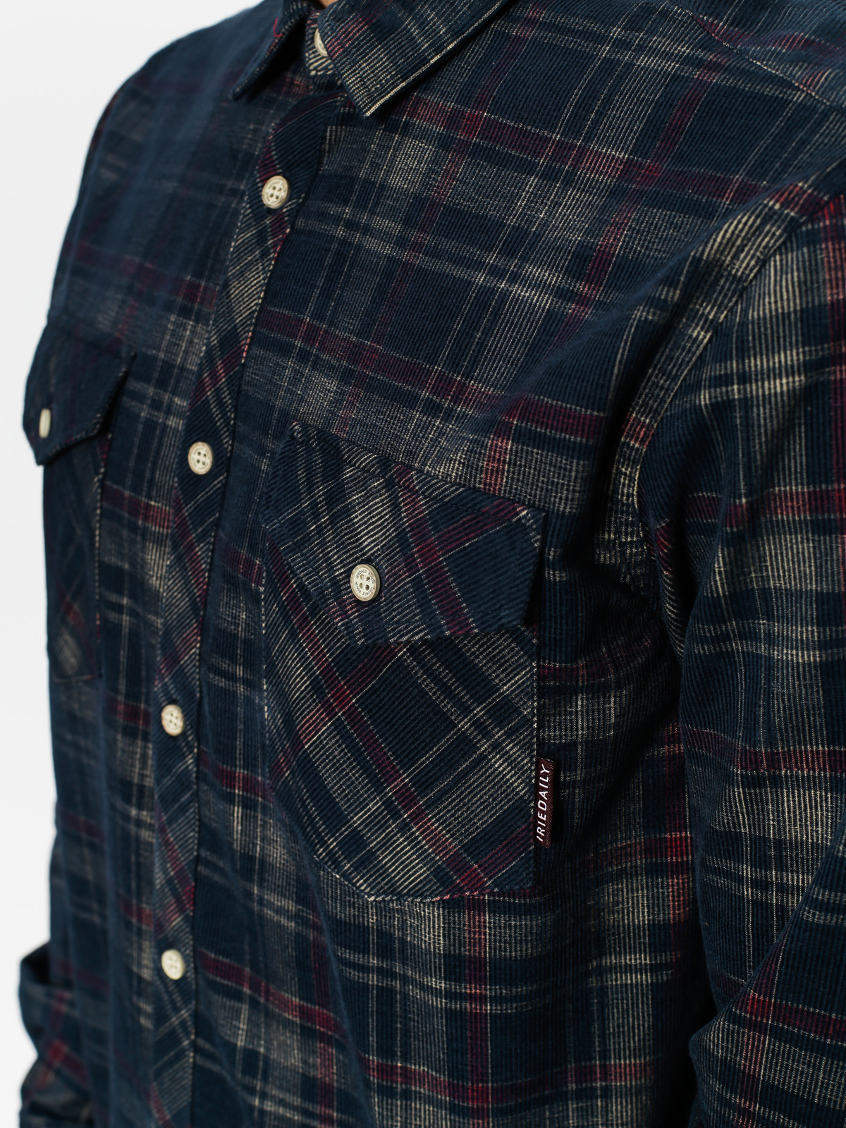 Iriedaily Košile Cord Checker Ls (navy red)