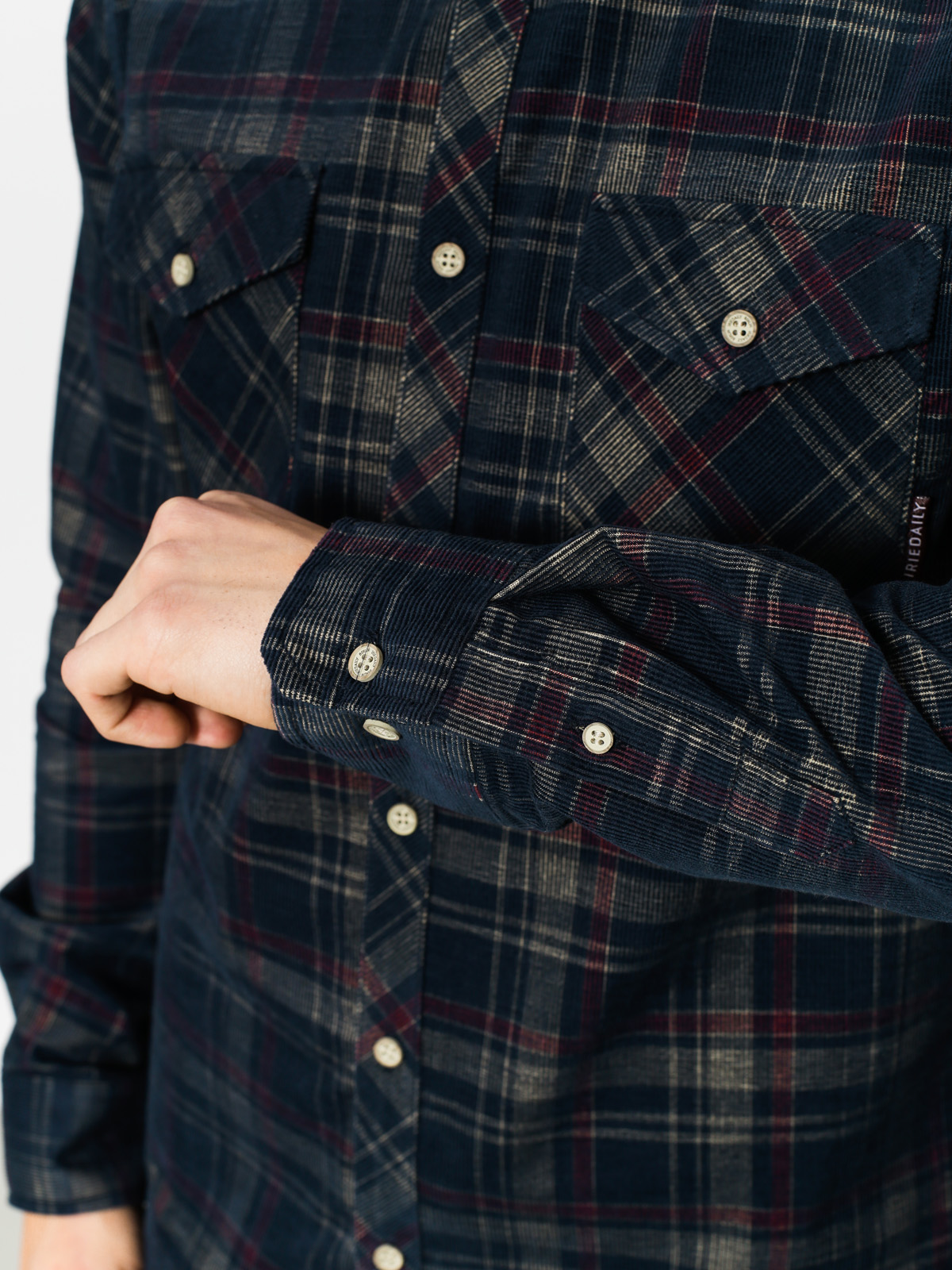 Iriedaily Košile Cord Checker Ls (navy red)