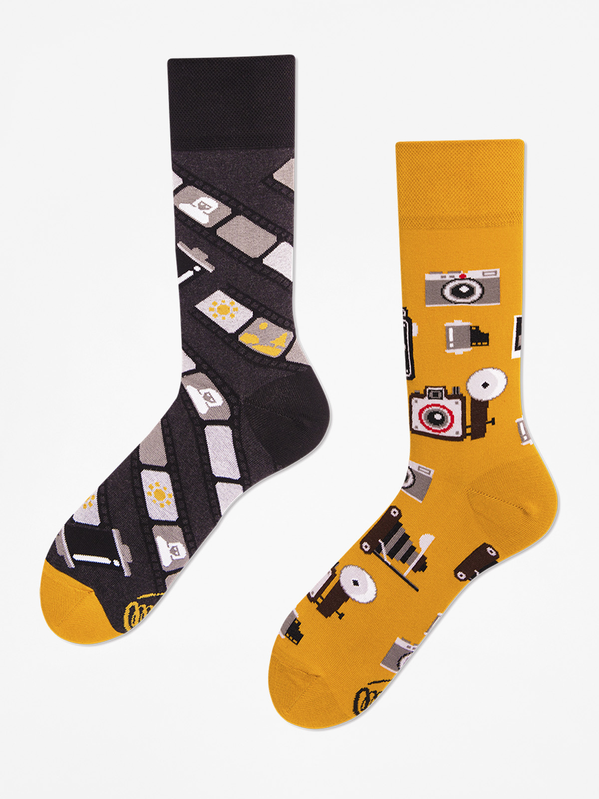 Ponožky Many Mornings Retro Camera (mustard/grey)