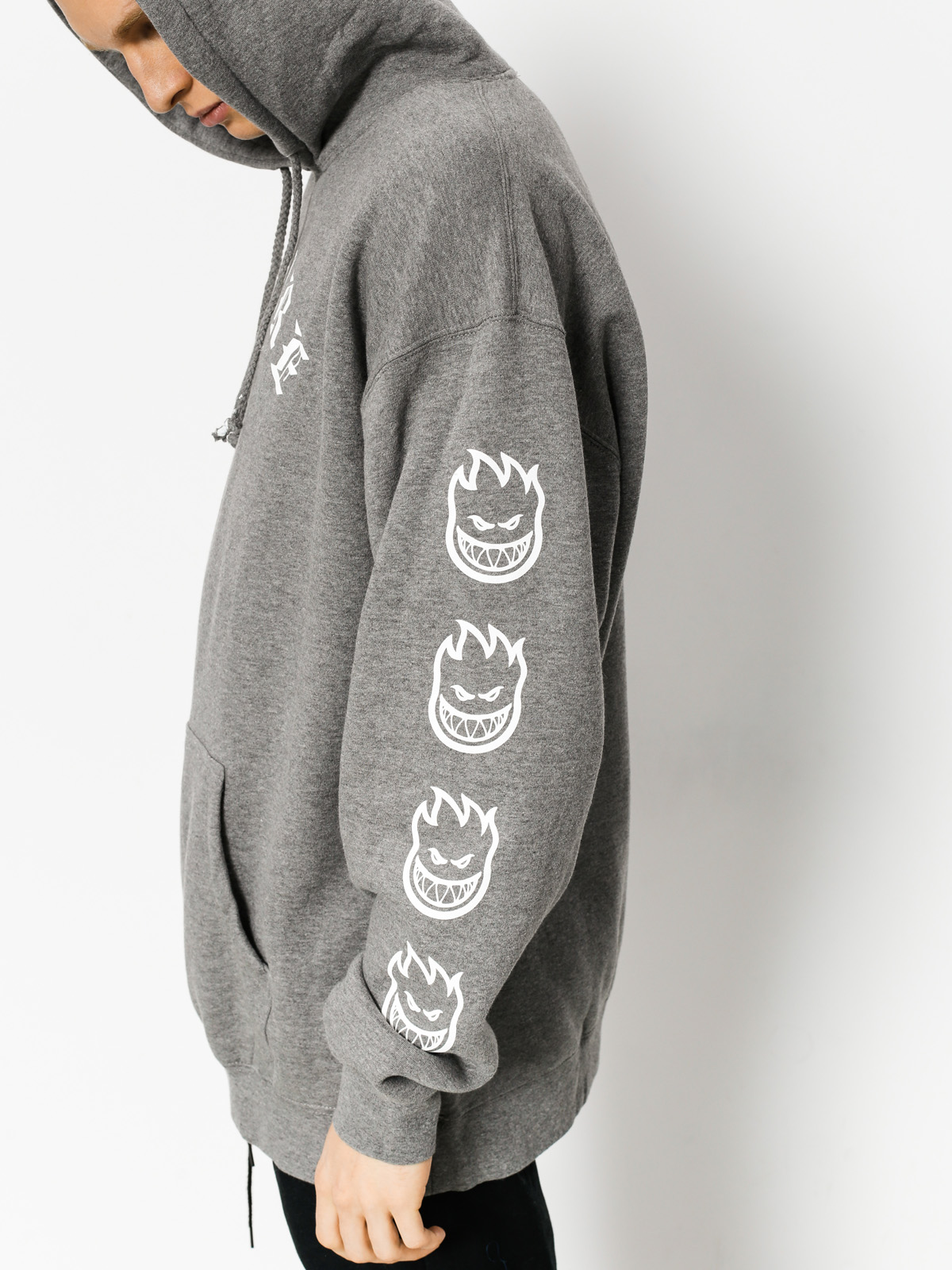 Mikina s kapucí Spitfire Old E HD (grey heather/white)