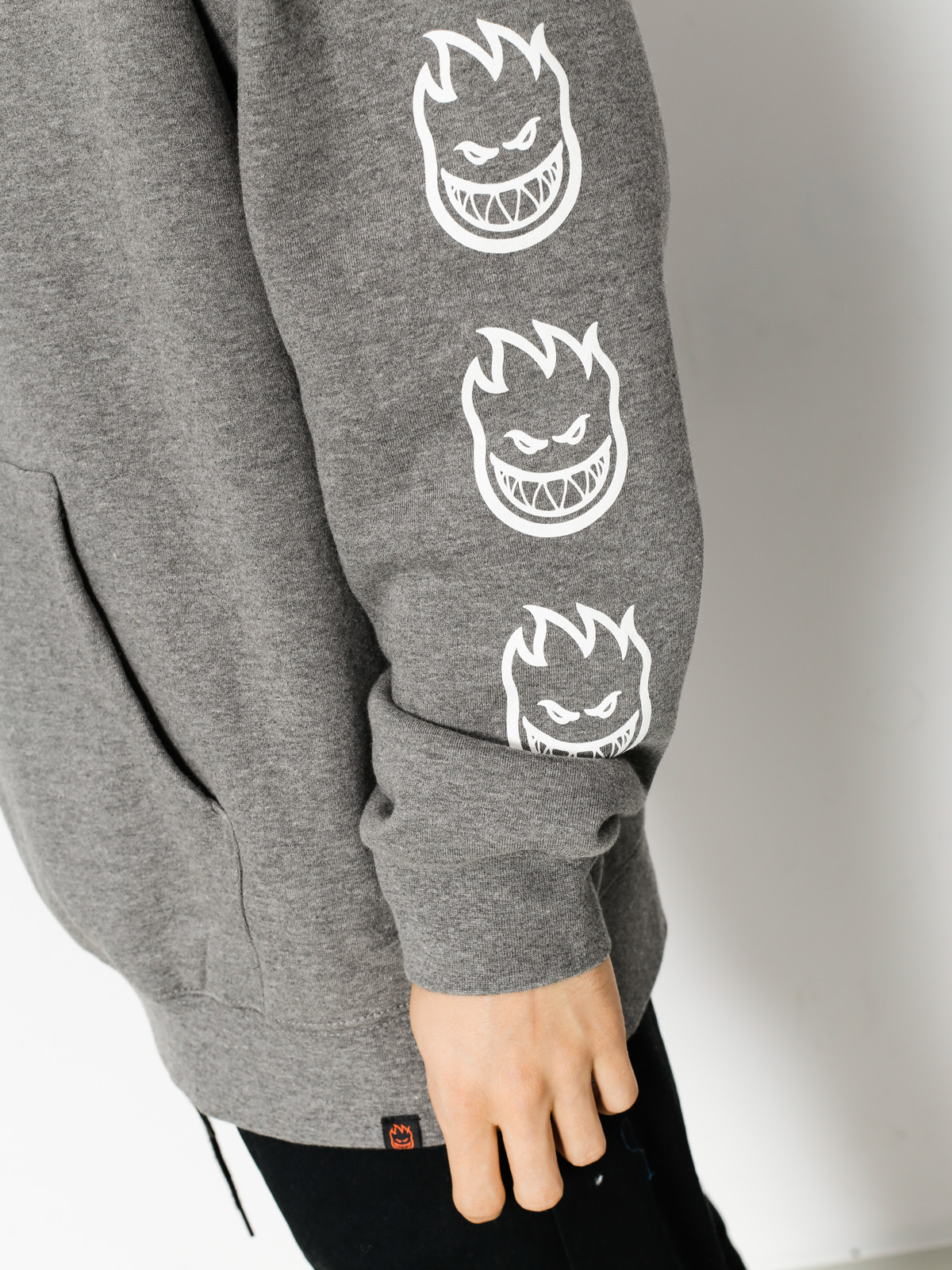 Mikina s kapucí Spitfire Old E HD (grey heather/white)