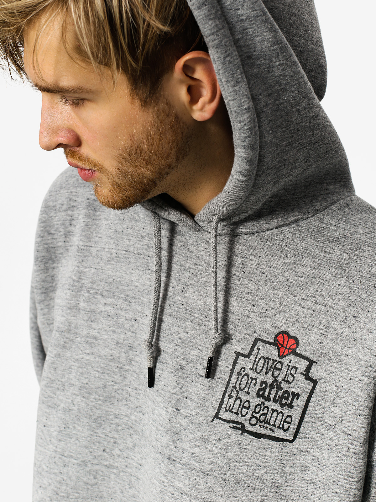 K1x Mikina s kapucí Love Is For After HD (grey heather)