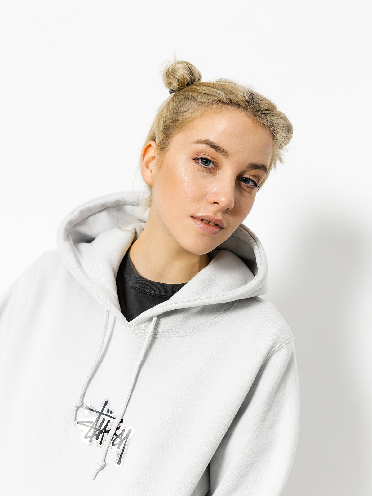 Mikina s kapucí Stussy Prism Logo HD Wmn (fog)