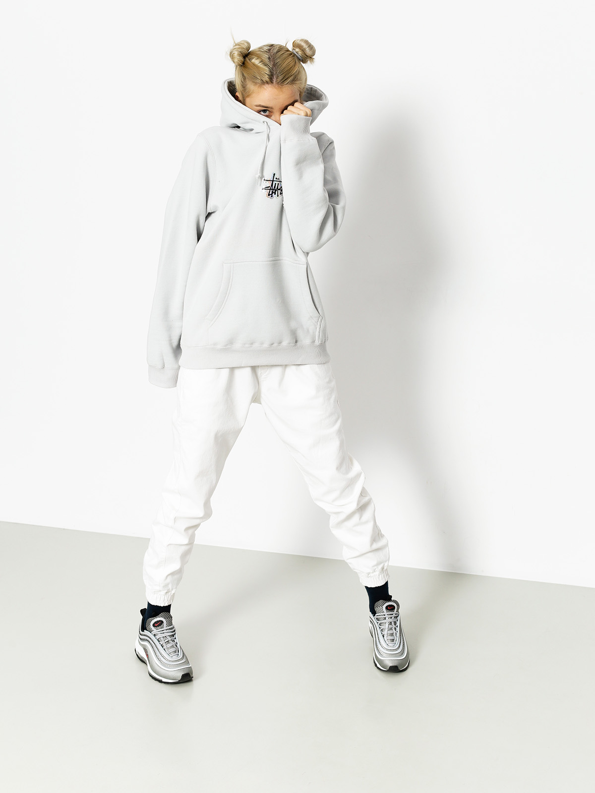 Mikina s kapucí Stussy Prism Logo HD Wmn (fog)