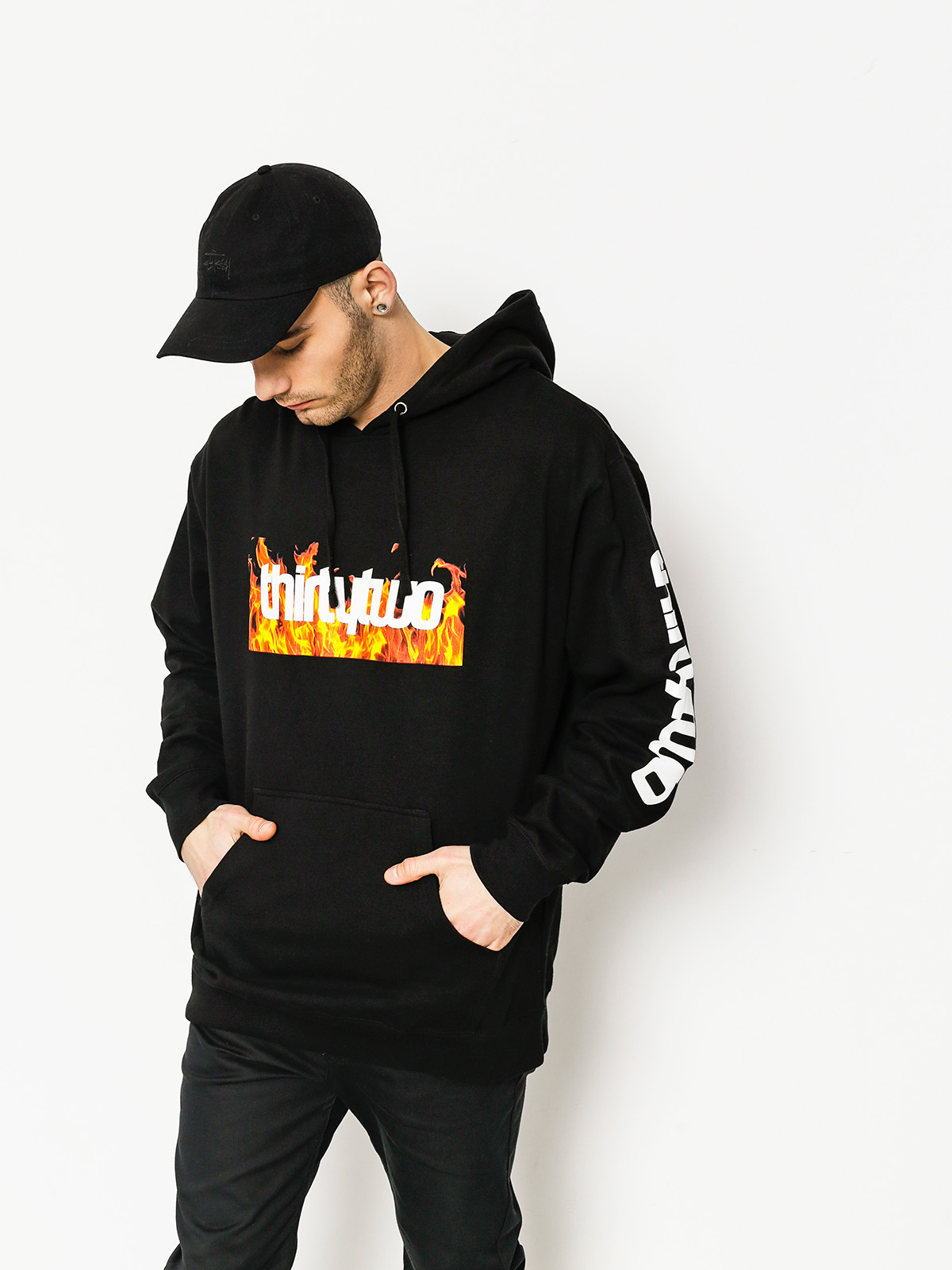 Mikina s kapucí ThirtyTwo Double Box Flames (black)