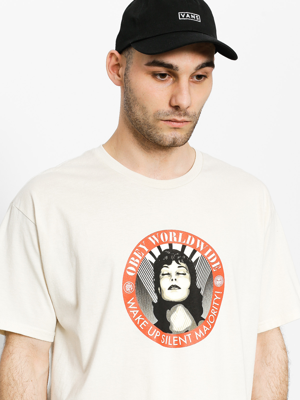 Tričko OBEY Obey Wake Up Silent Majority (crm)