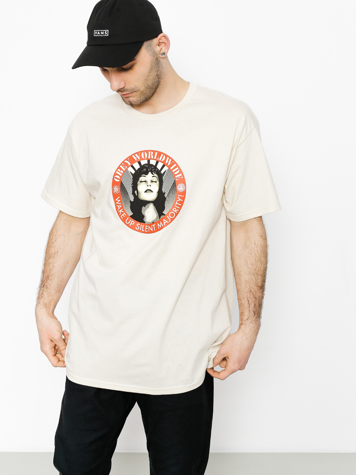 Tričko OBEY Obey Wake Up Silent Majority (crm)
