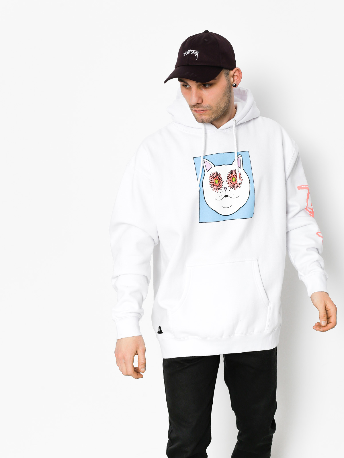 Mikina s kapucí RipNDip Flower Eyes HD (white)