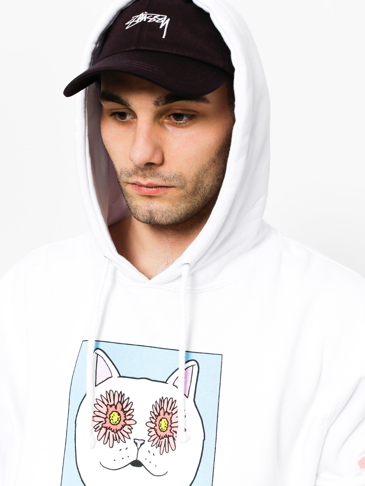 Mikina s kapucí RipNDip Flower Eyes HD (white)