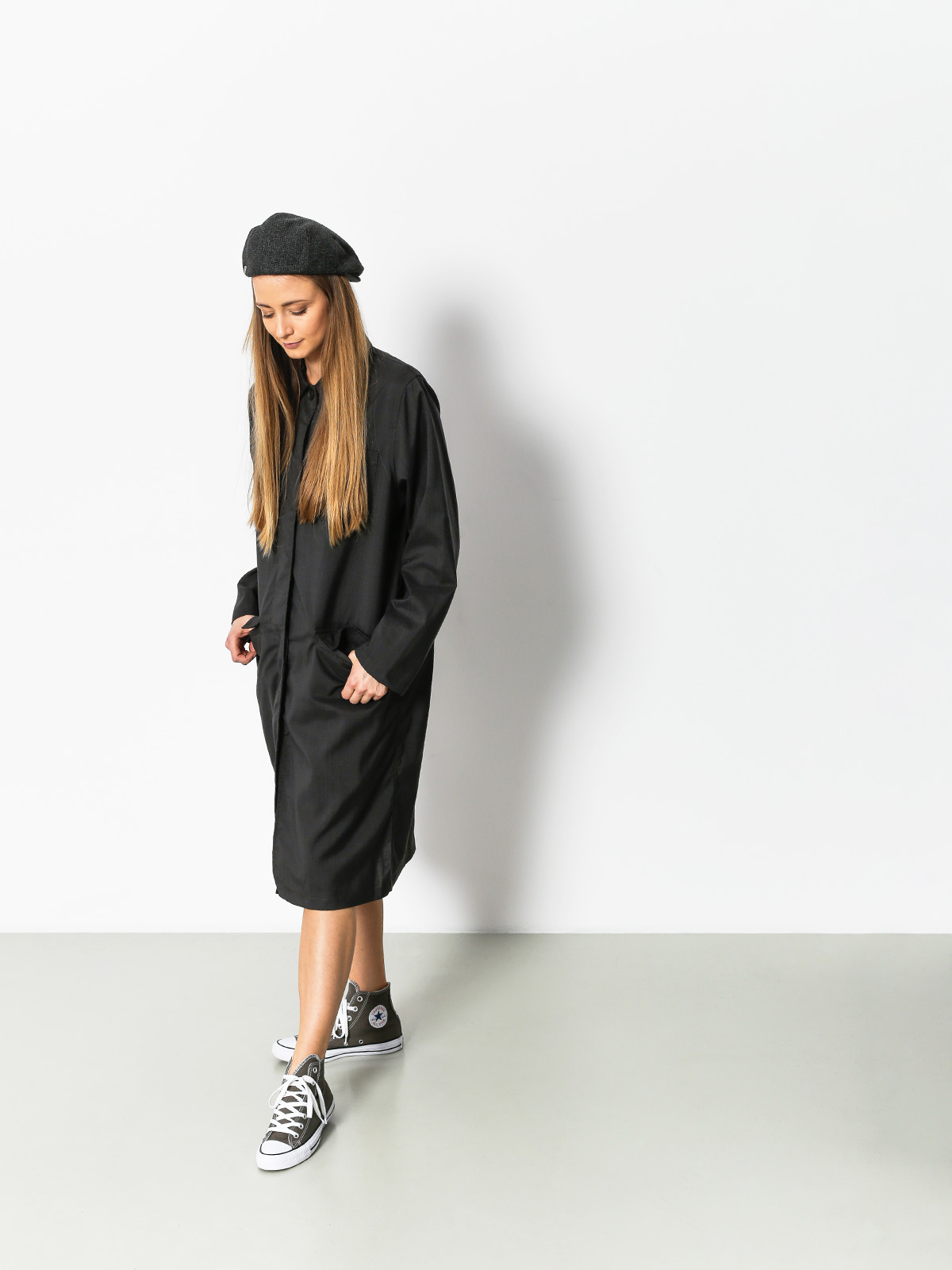 Kabát Stussy Jude Long Plaid Wmn (charcoal)