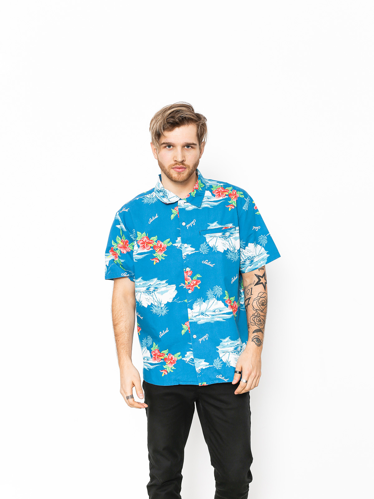 Košile Brixton Bueller Wvn (washed royal)