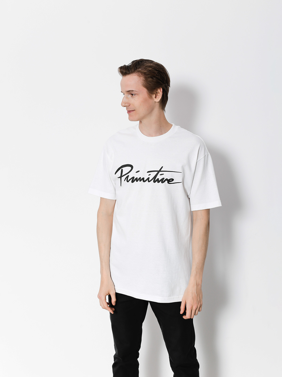 Tričko Primitive Nuevo Script Core (white)