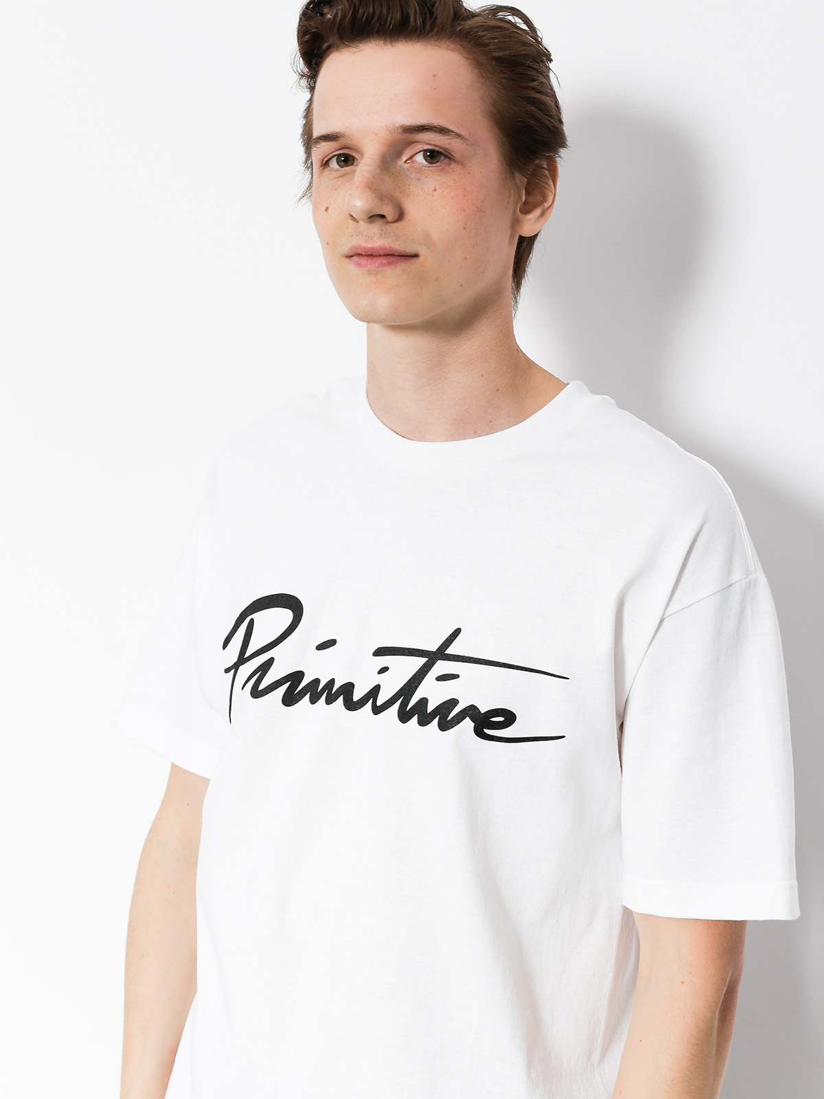 Tričko Primitive Nuevo Script Core (white)