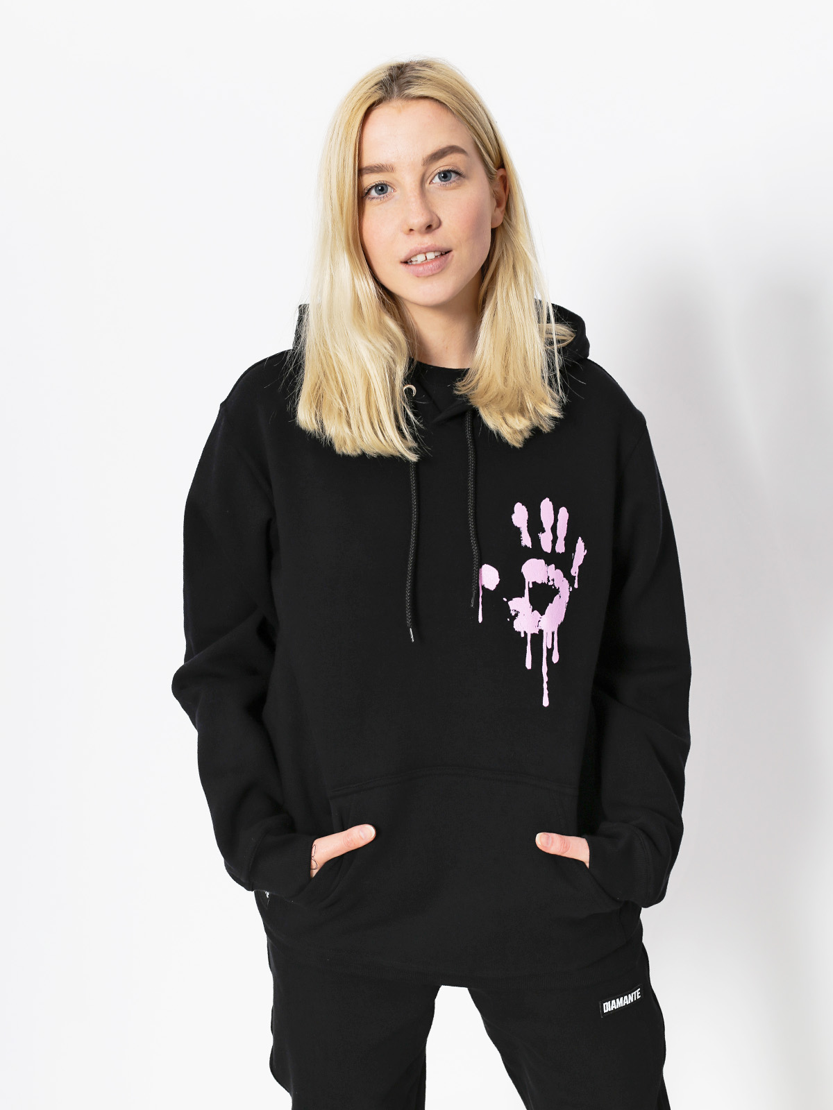 Mikina s kapucí Diamante Wear I See Dead Haters HD (black/pink)