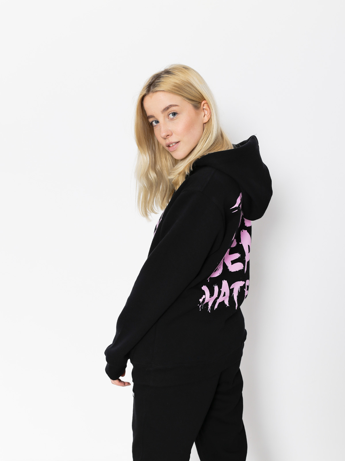 Mikina s kapucí Diamante Wear I See Dead Haters HD (black/pink)