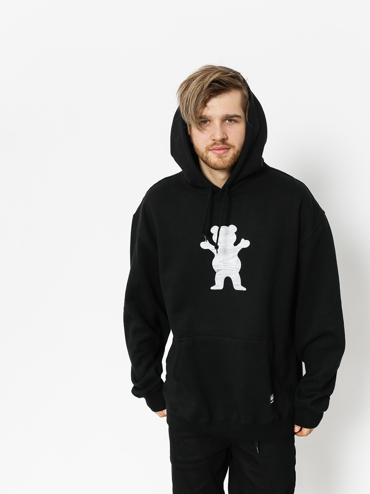 Mikina s kapucí Grizzly Griptape Woodland Og Bear HD (black)