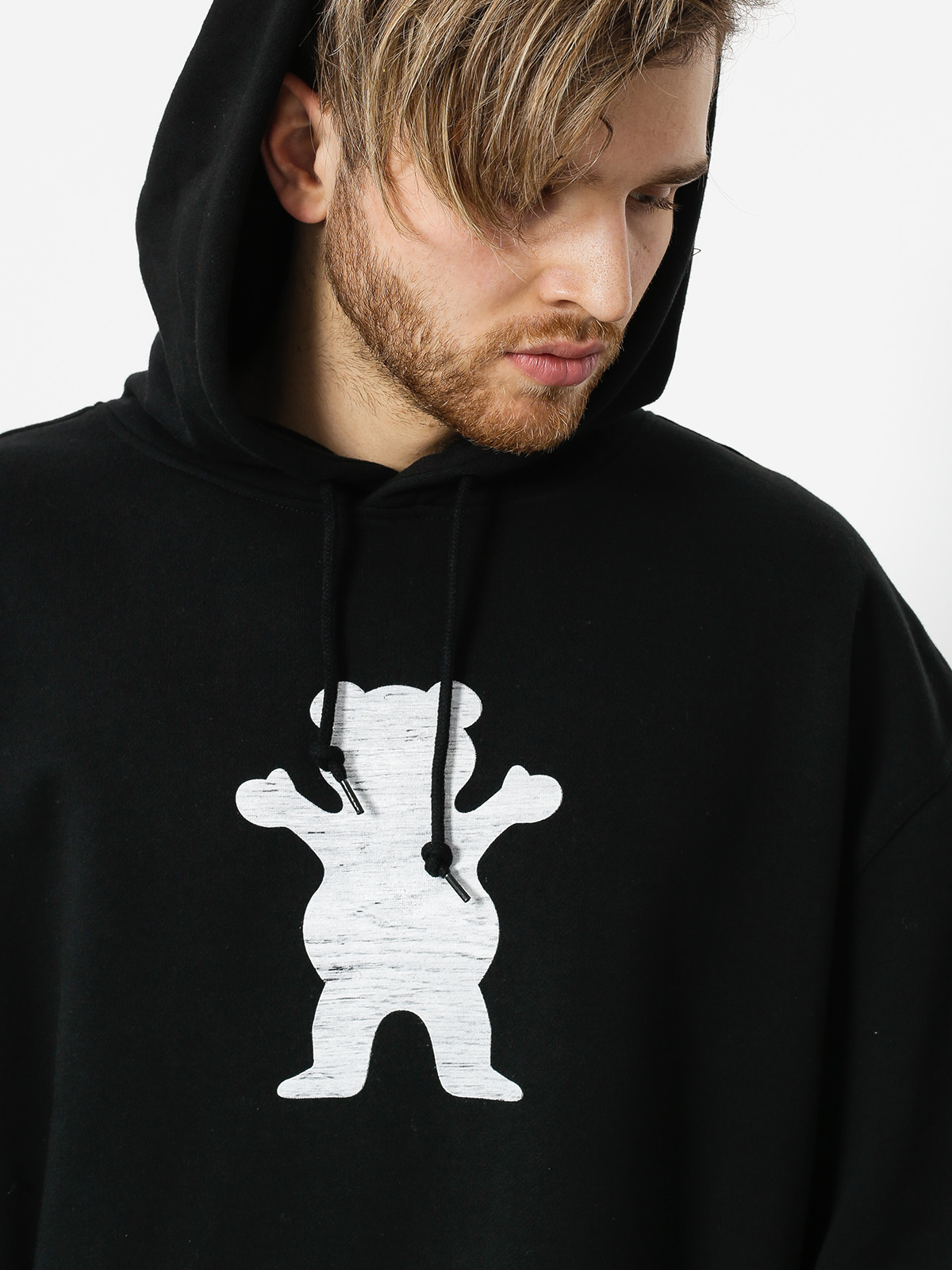 Mikina s kapucí Grizzly Griptape Woodland Og Bear HD (black)