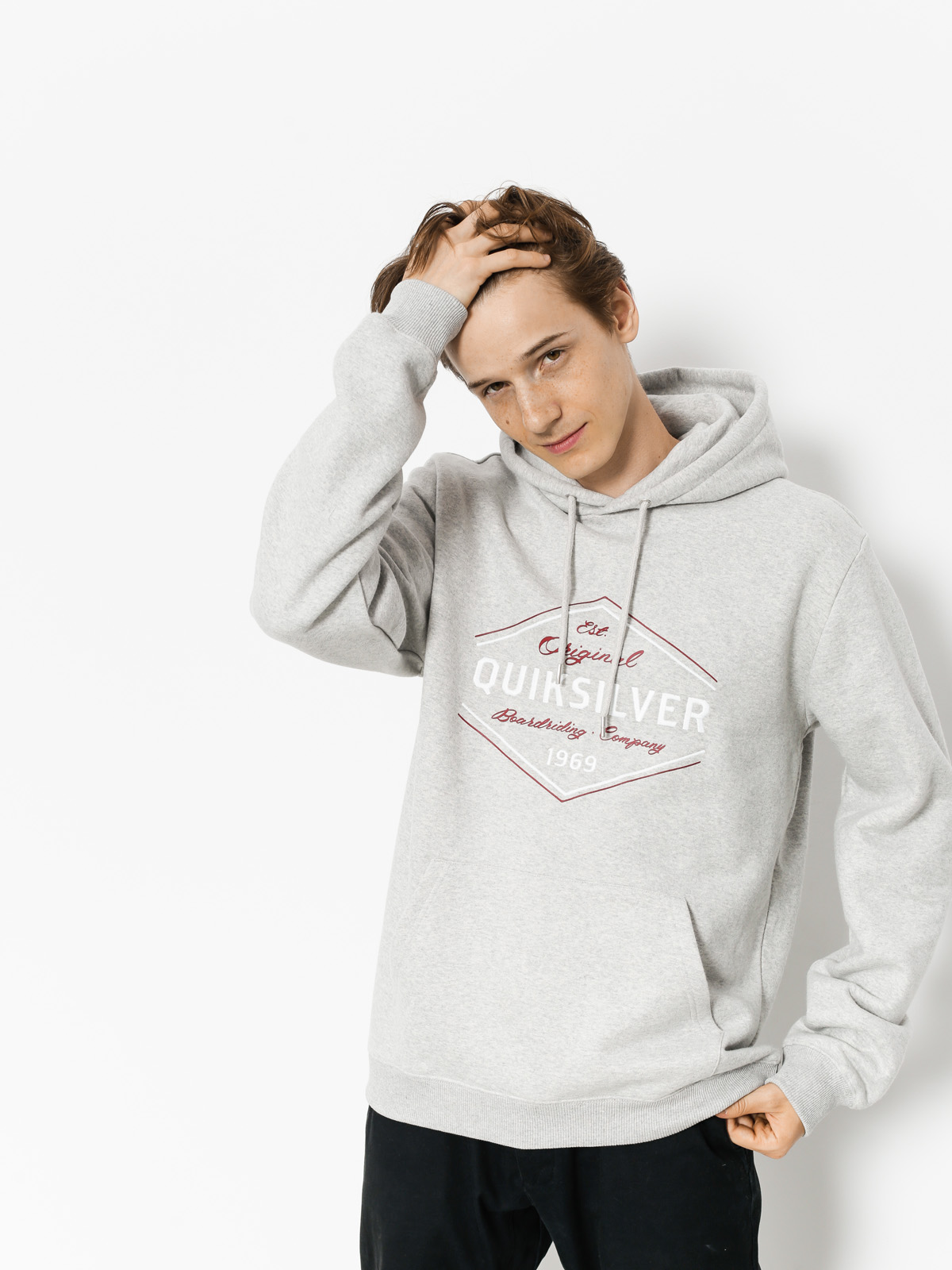 Mikina s kapucí Quiksilver Nowhere North HD (light grey heather)